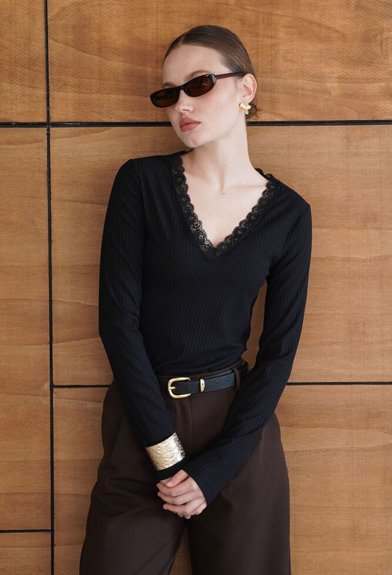 Striped Elegant Slim Fit V-Neck Blouse - Brand: Topshow - Women & Kids, Baby Clothes Wholesale - TheBS Women