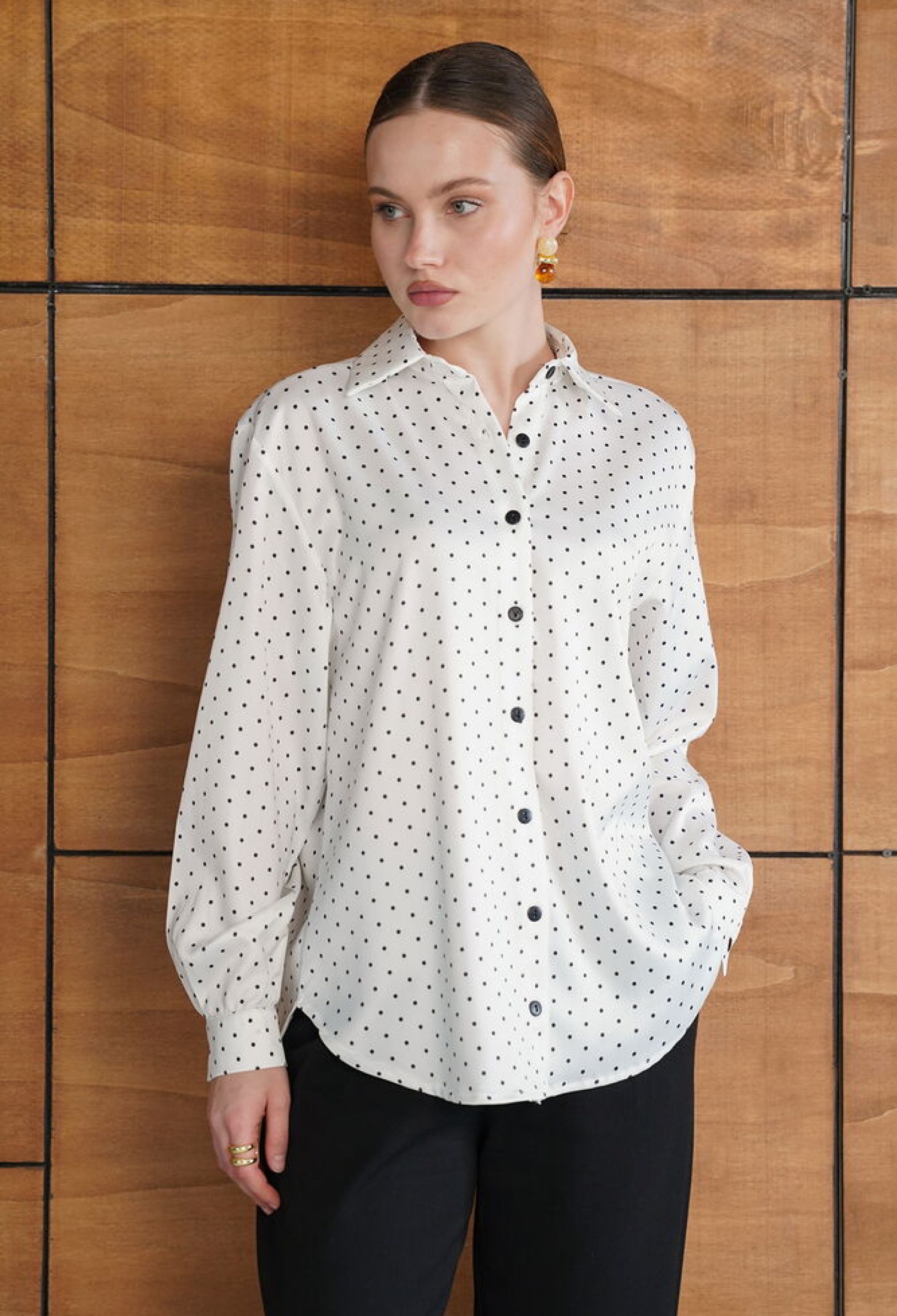 White Polka Dot Buttoned Shirt - Brand: Topshow - Women & Kids, Baby Clothes Wholesale - TheBS Women