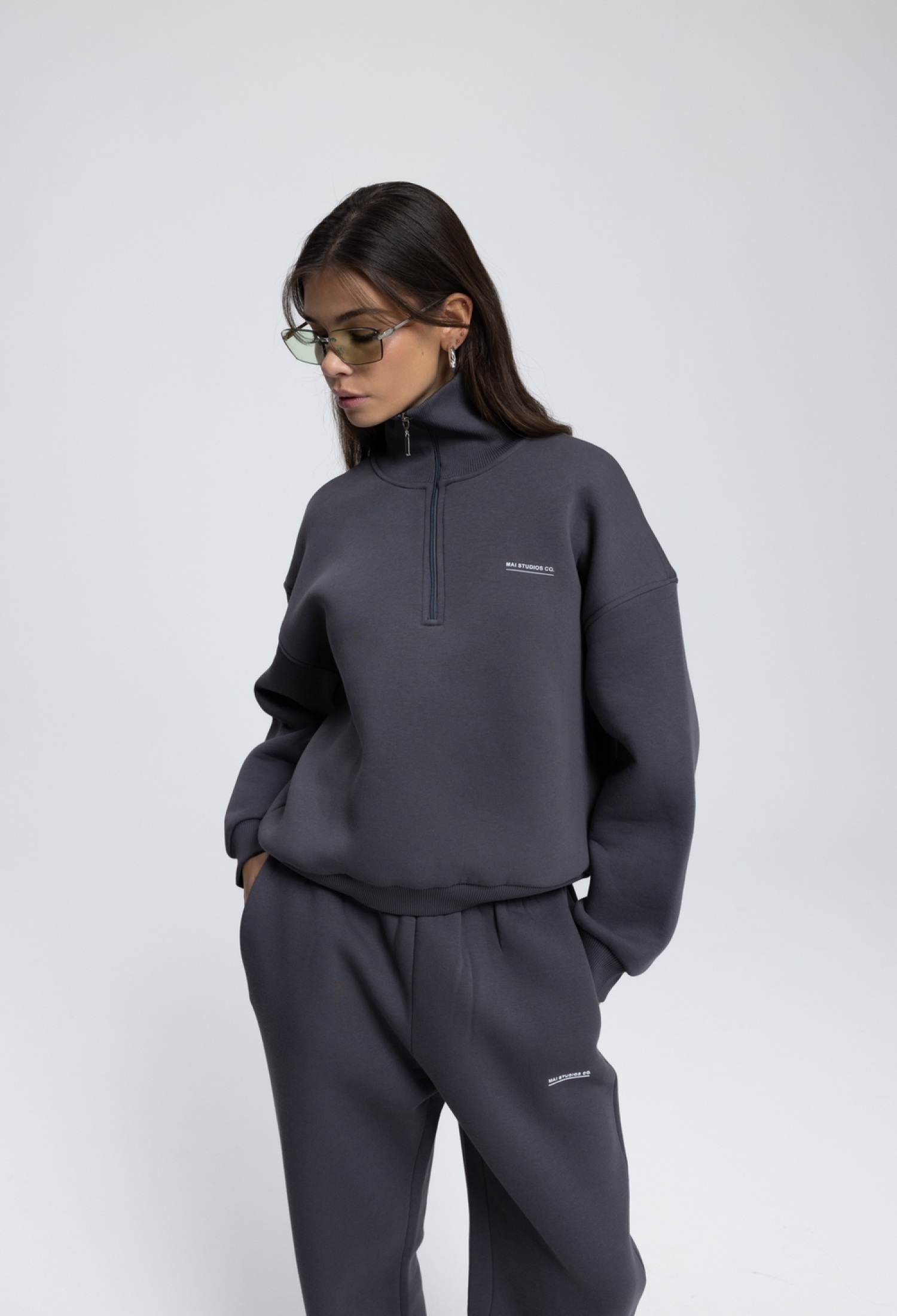 Grey Oversized Zip Up Hooded Neck Tracksuit - Brand: Mai Collection - Women & Kids, Baby Clothes Wholesale - TheBS Women