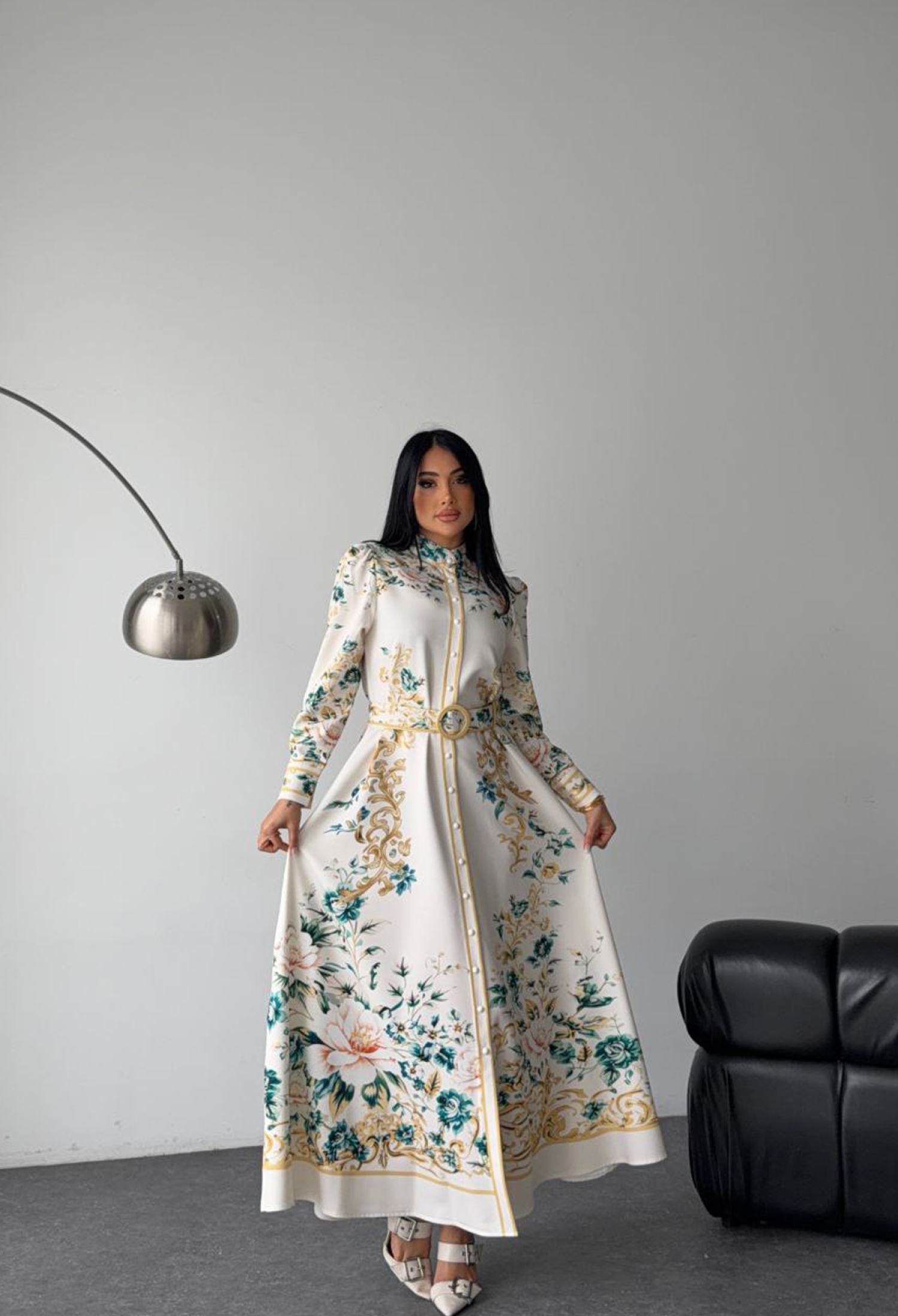 White Elegant A-Line Floral Midi Dress - Brand: Mode Roy - Women & Kids, Baby Clothes Wholesale - TheBS Women