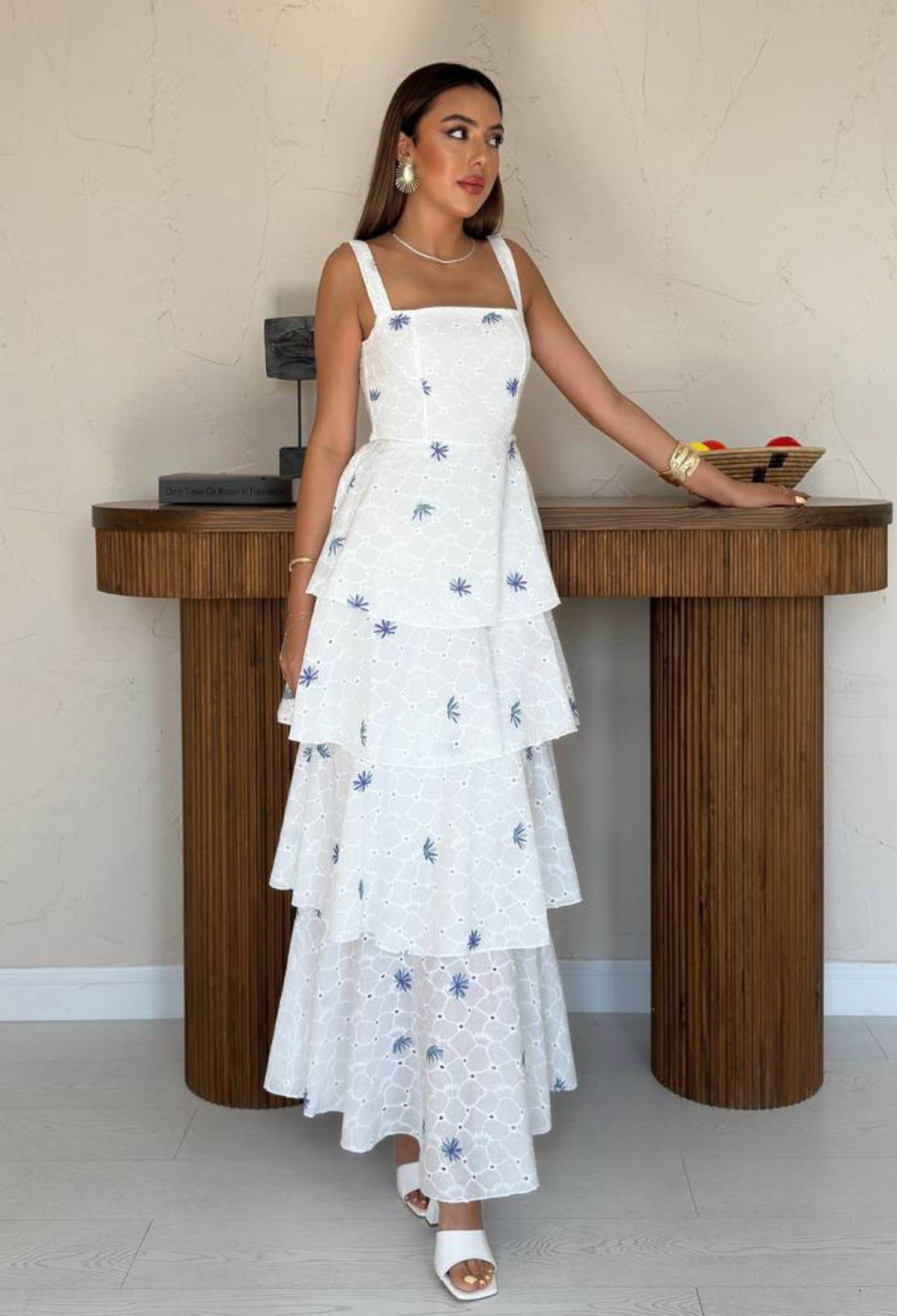 White Fit And Flare Dress With Square Neck - Brand: Elisa - Women & Kids, Baby Clothes Wholesale - TheBS Women