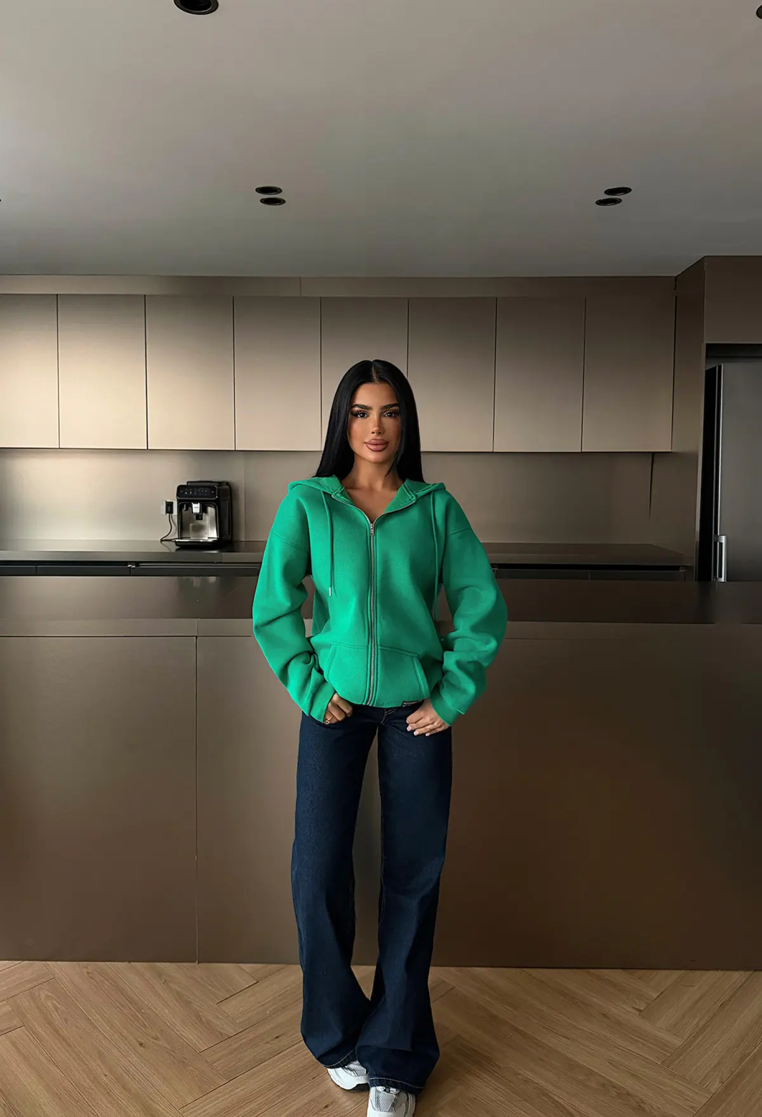 Casual Oversized Zip-Up Cardigan With Hood - Brand: EYYO ATELIER - Women & Kids, Baby Clothes Wholesale - TheBS Women