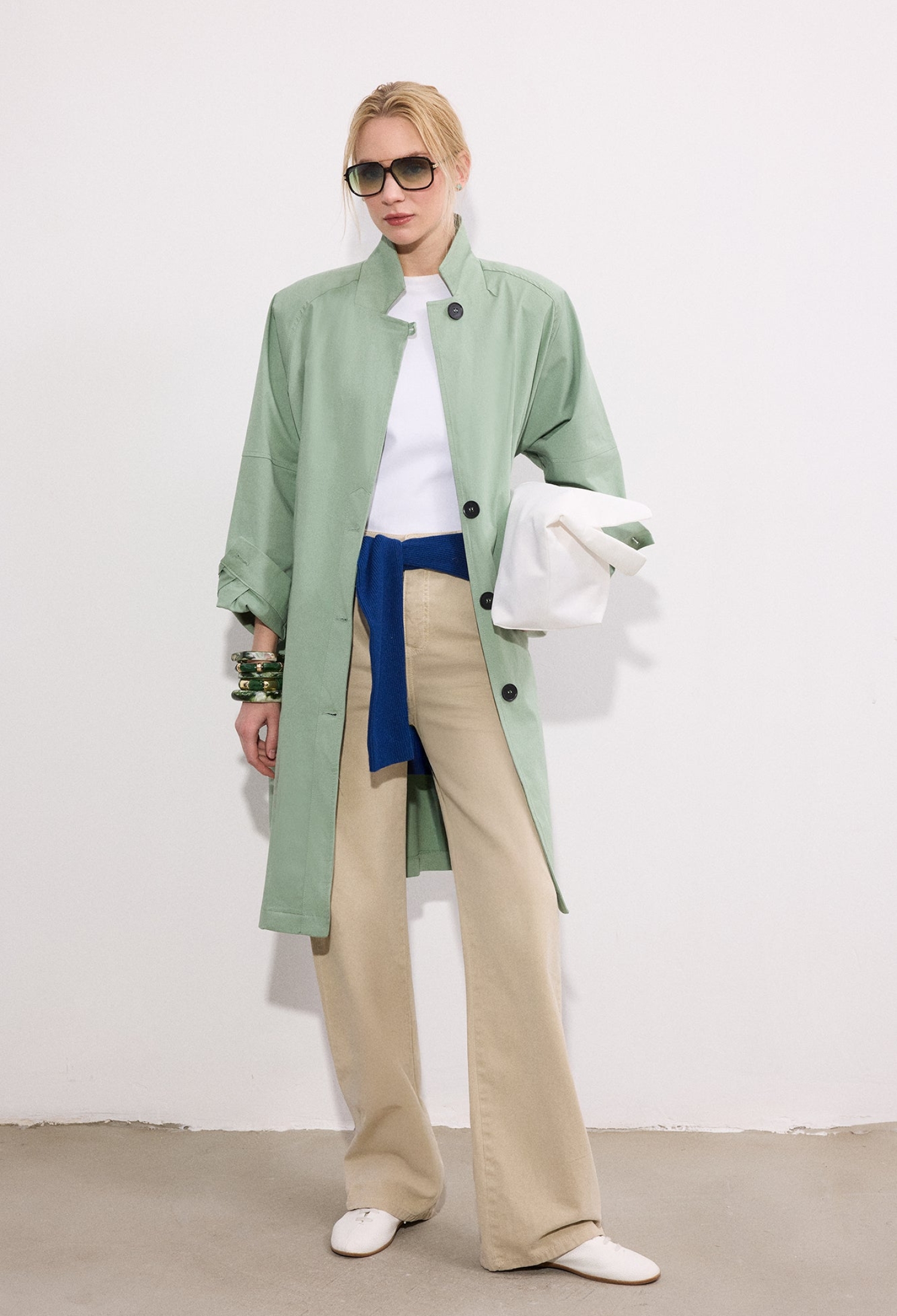 Green Elegant Single-Breasted Trenchcoat - Brand: Touche Prive - Women & Kids, Baby Clothes Wholesale - TheBS Women