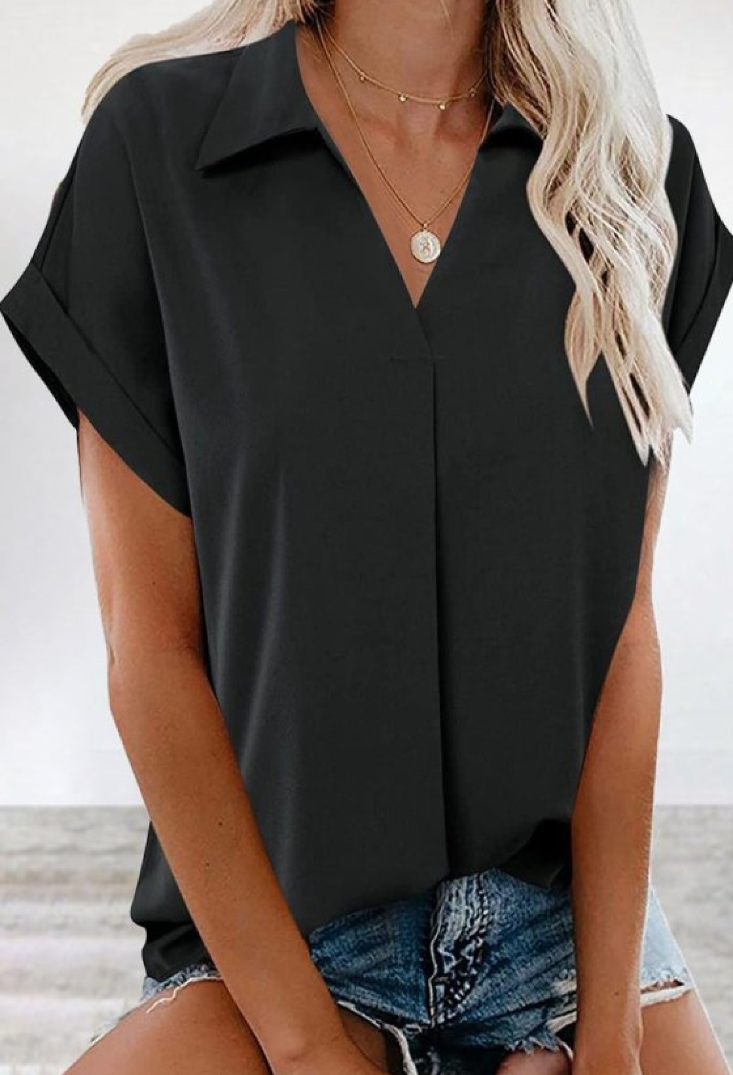 Blouse With Notched Neck And Half Sleeves - Brand: Janes - Women & Kids, Baby Clothes Wholesale - TheBS Women