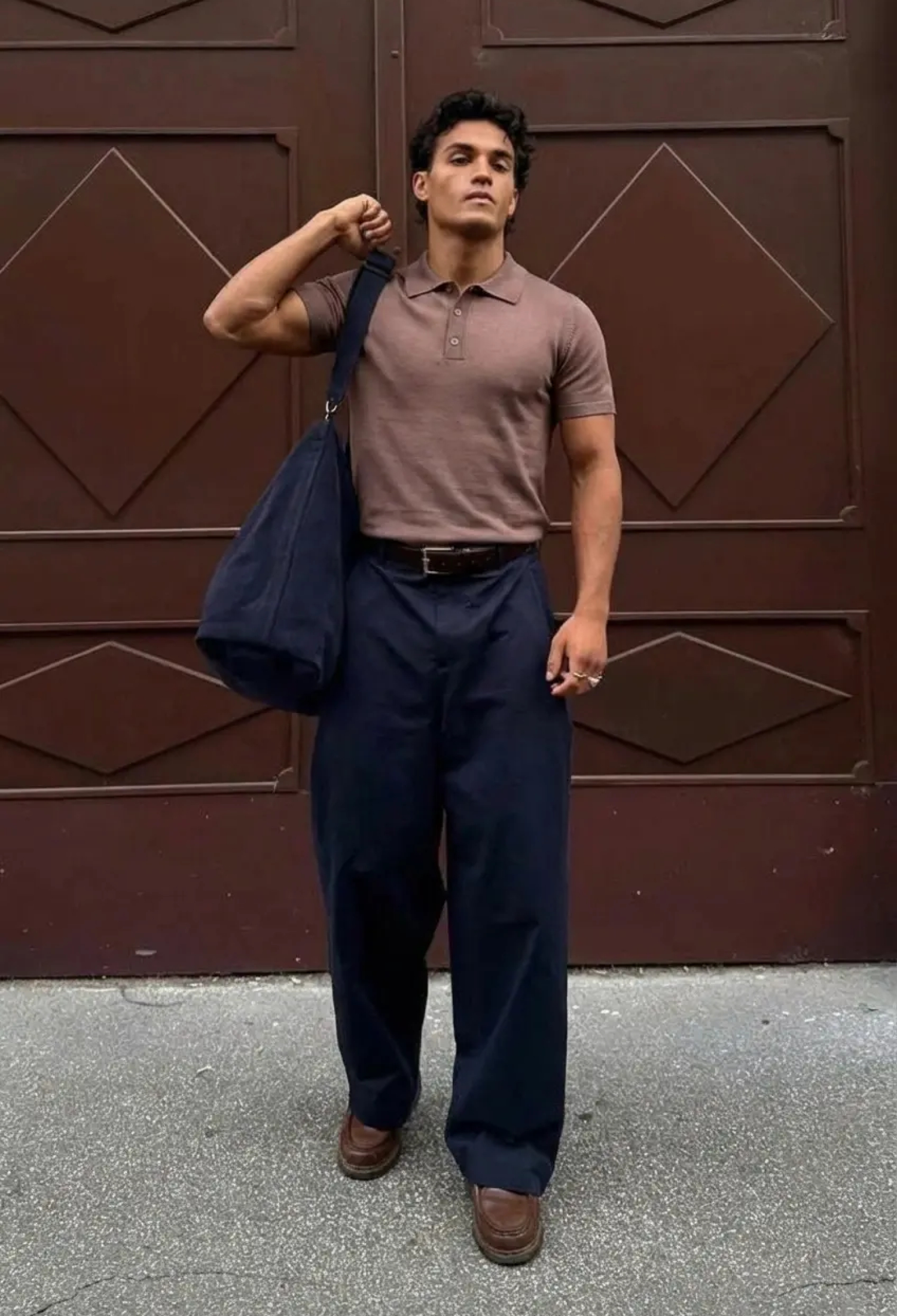 Brown Polo Neck Casual Slim Fit Shirt - Brand: EYYO ATELIER - Women & Kids, Baby Clothes Wholesale - TheBS Women