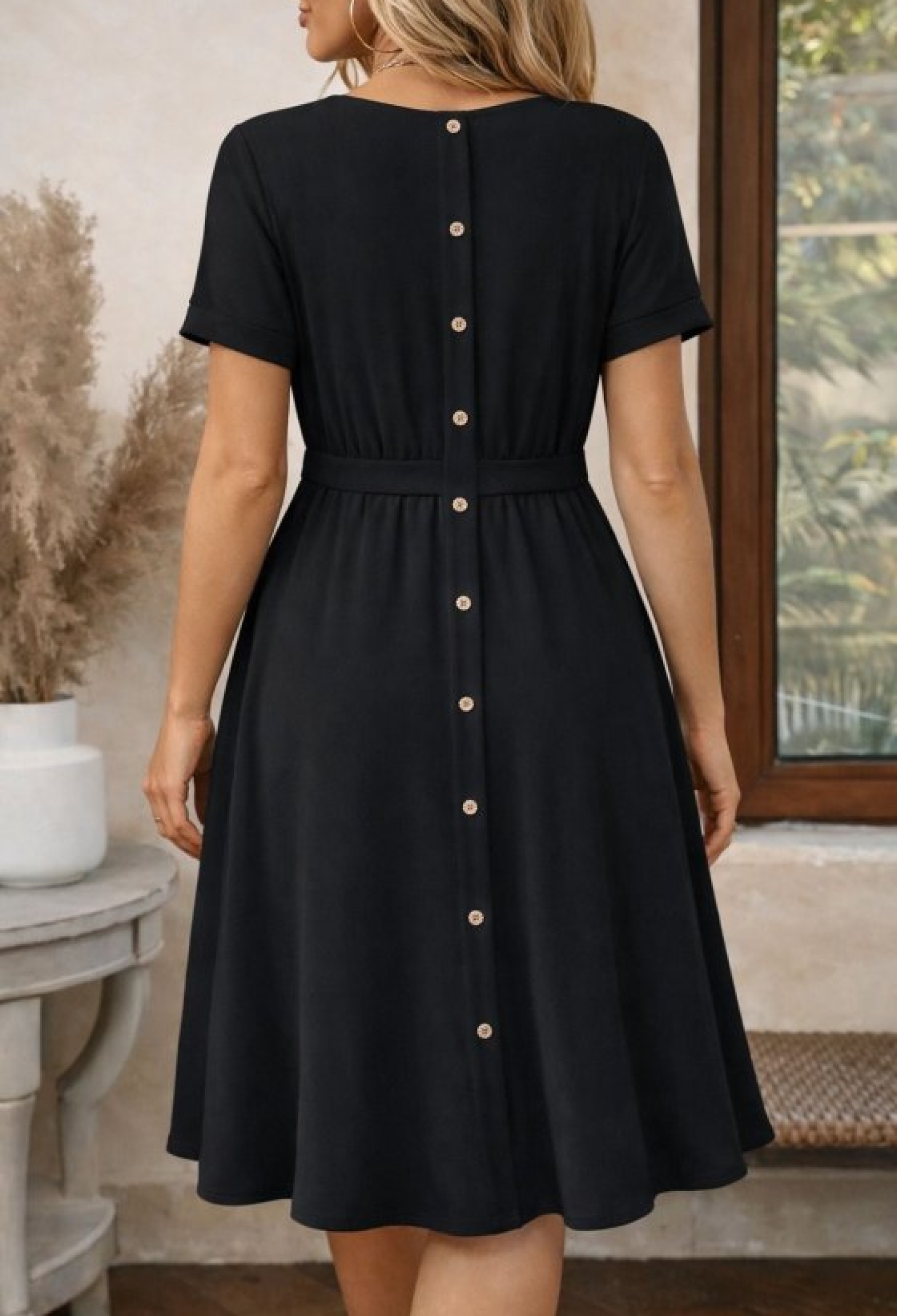 A-Line Dress With Round Neck And Short Sleeves - Brand: Janes - Women & Kids, Baby Clothes Wholesale - TheBS Women