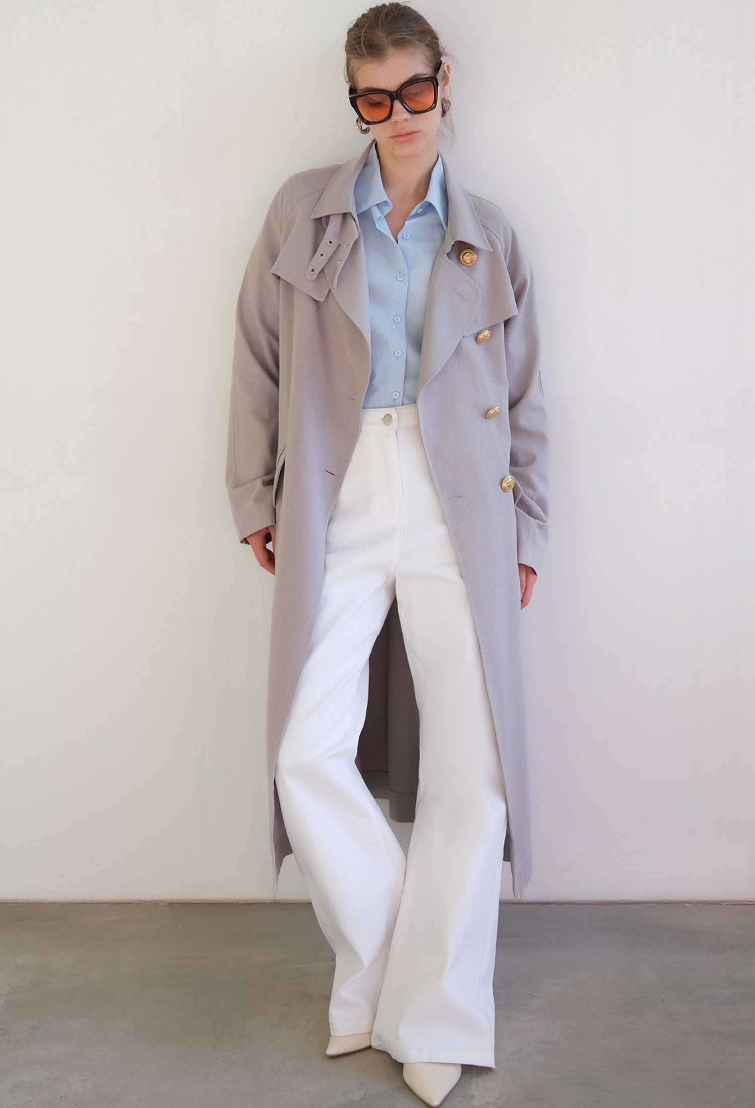 Grey Elegant Retro Formal Vintage Casual Trenchcoat - Brand: Touche Prive - Women & Kids, Baby Clothes Wholesale - TheBS Women