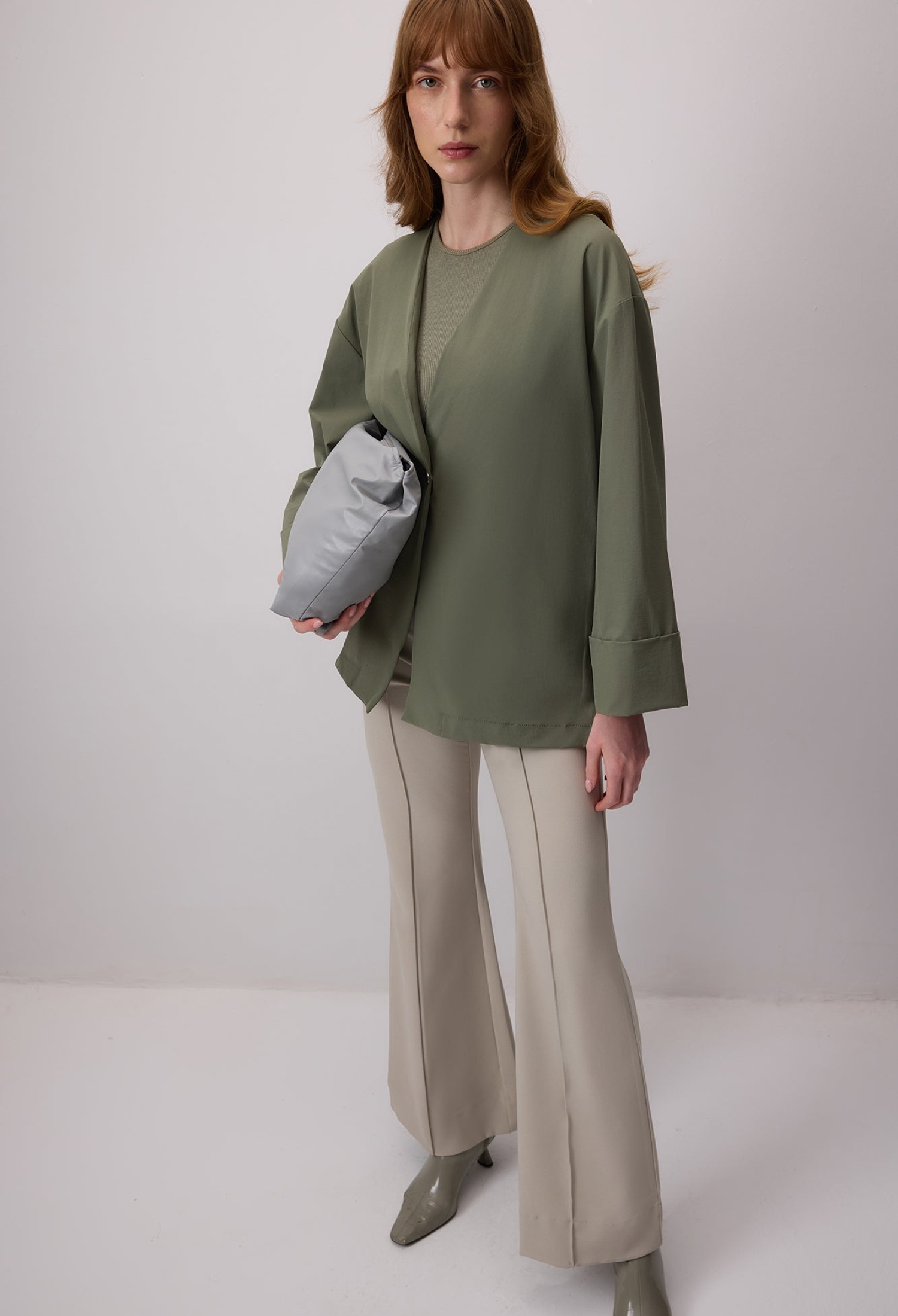 Green Jacket Single-Breasted Blazer With V-Neck Collar - Brand: Touche Prive - Women & Kids, Baby Clothes Wholesale - TheBS Women