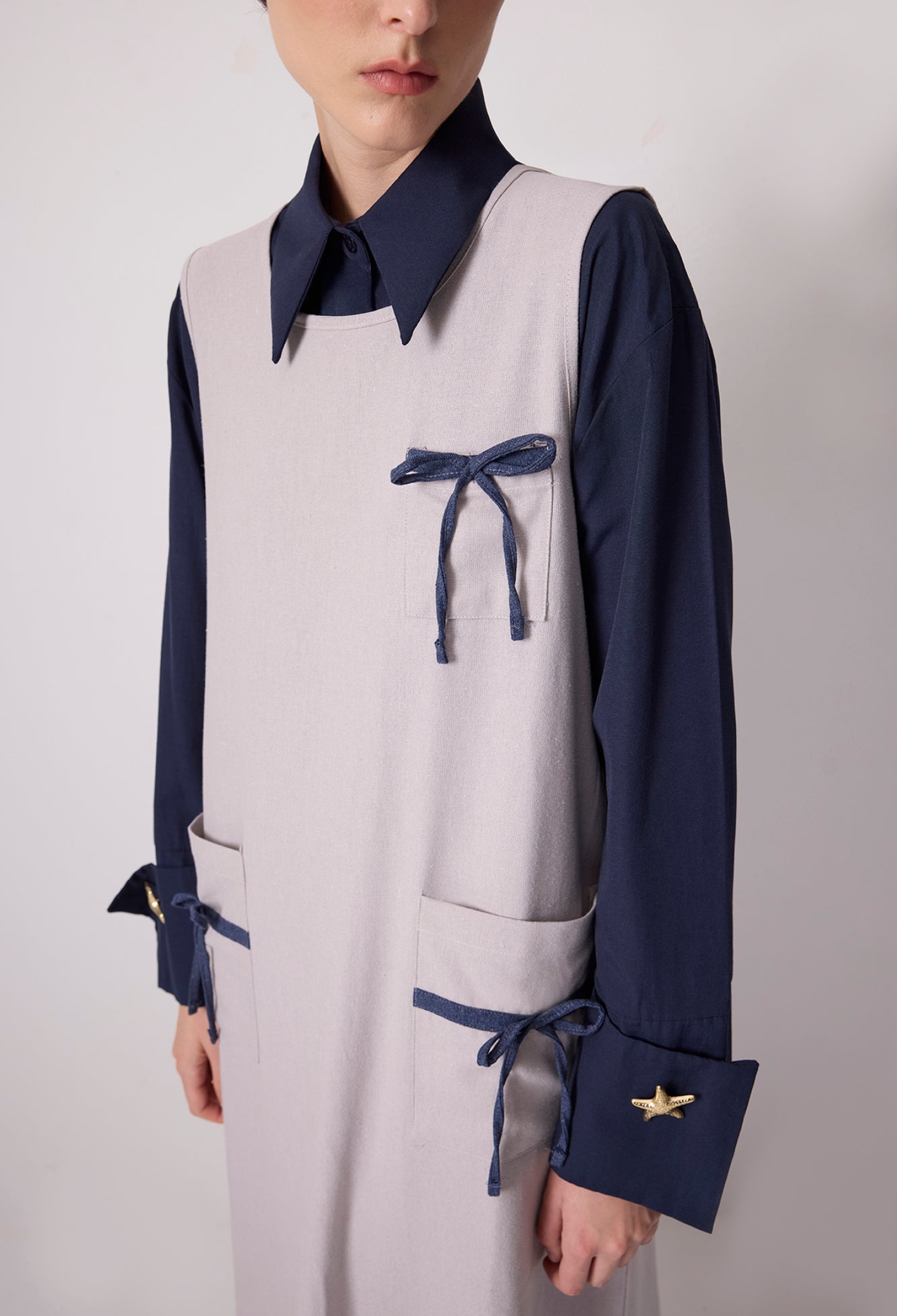 Elegant Beige Slip Dress With Long Sleeves - Brand: Touche Prive - Women & Kids, Baby Clothes Wholesale - TheBS Women