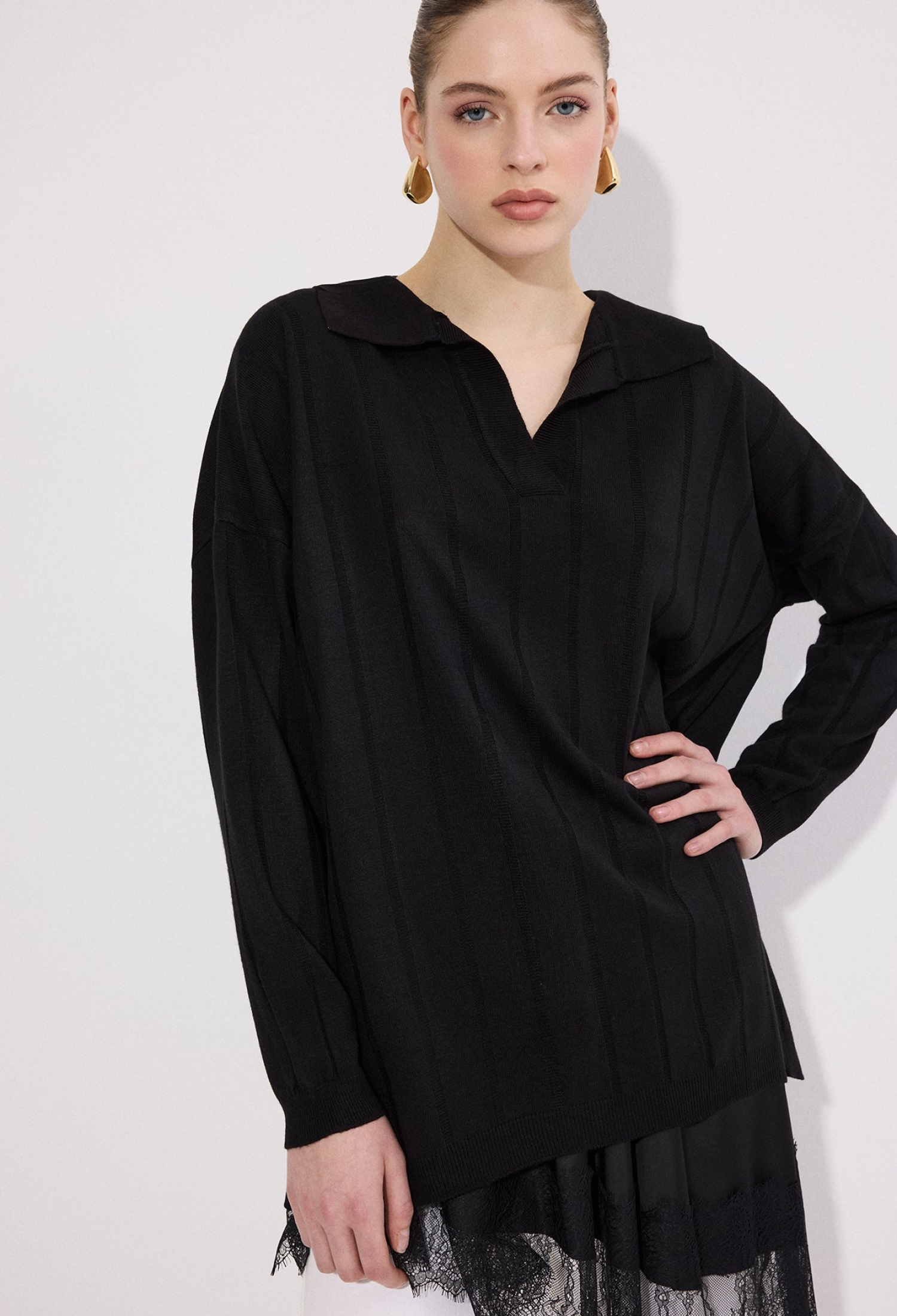 Black Casual Modest Elegant Tunic - Brand: Touche Prive - Women & Kids, Baby Clothes Wholesale - TheBS Women