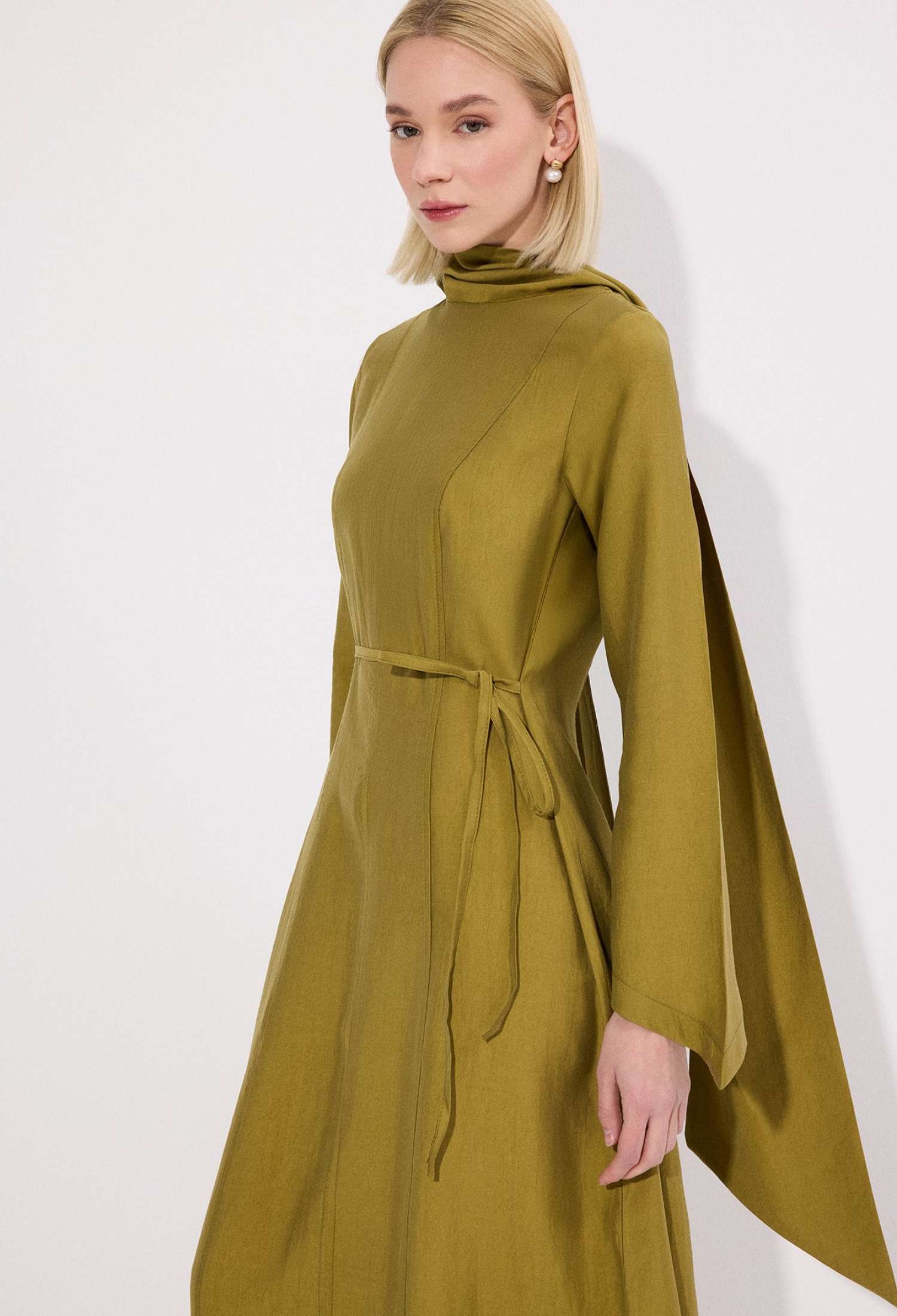 Khaki Modest Elegant Formal A-Line Maxi Dress - Brand: Touche Prive - Women & Kids, Baby Clothes Wholesale - TheBS Women