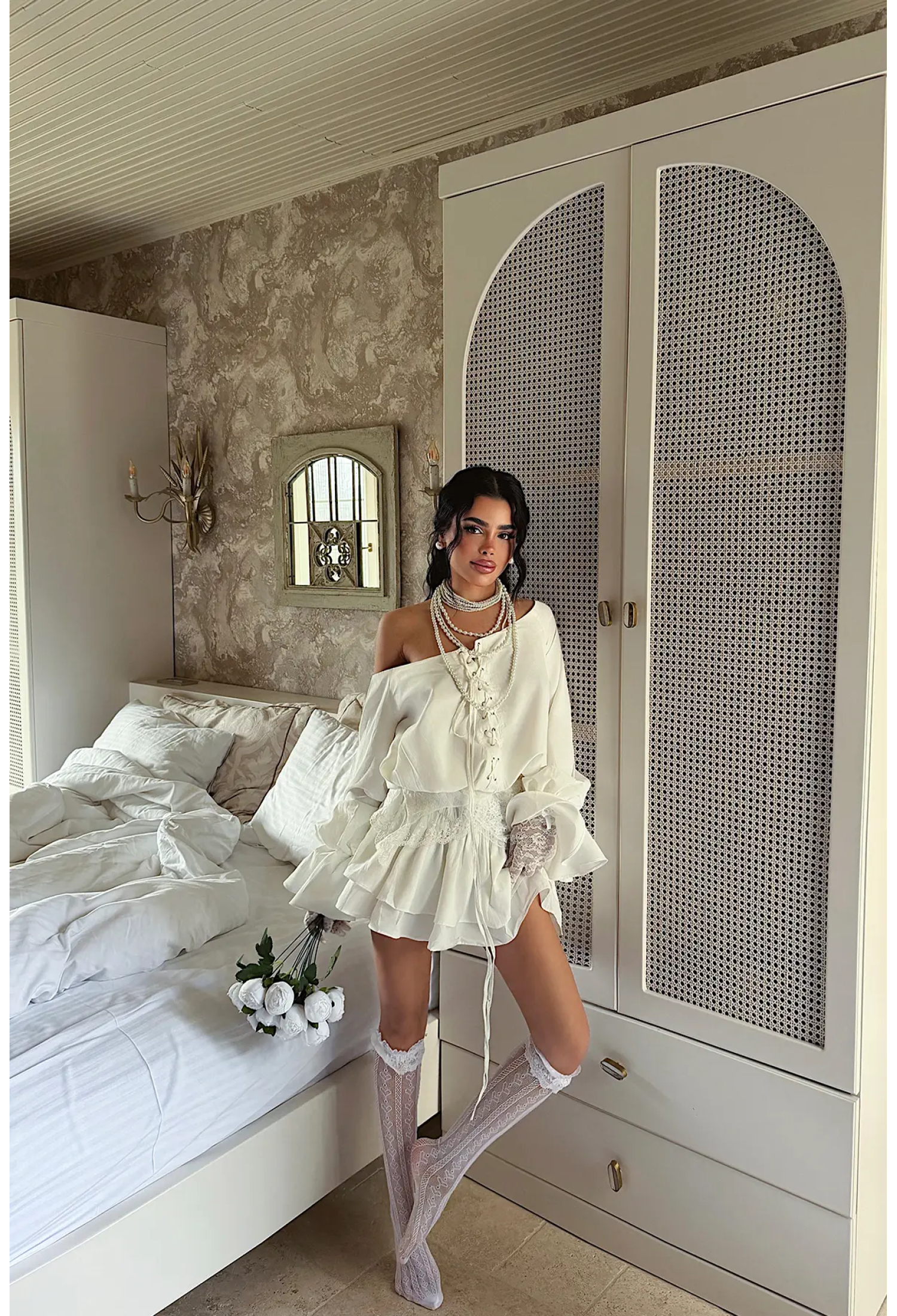 Elegant Off Shoulder Mini A-Line Dress - Brand: EYYO ATELIER - Women & Kids, Baby Clothes Wholesale - TheBS Women