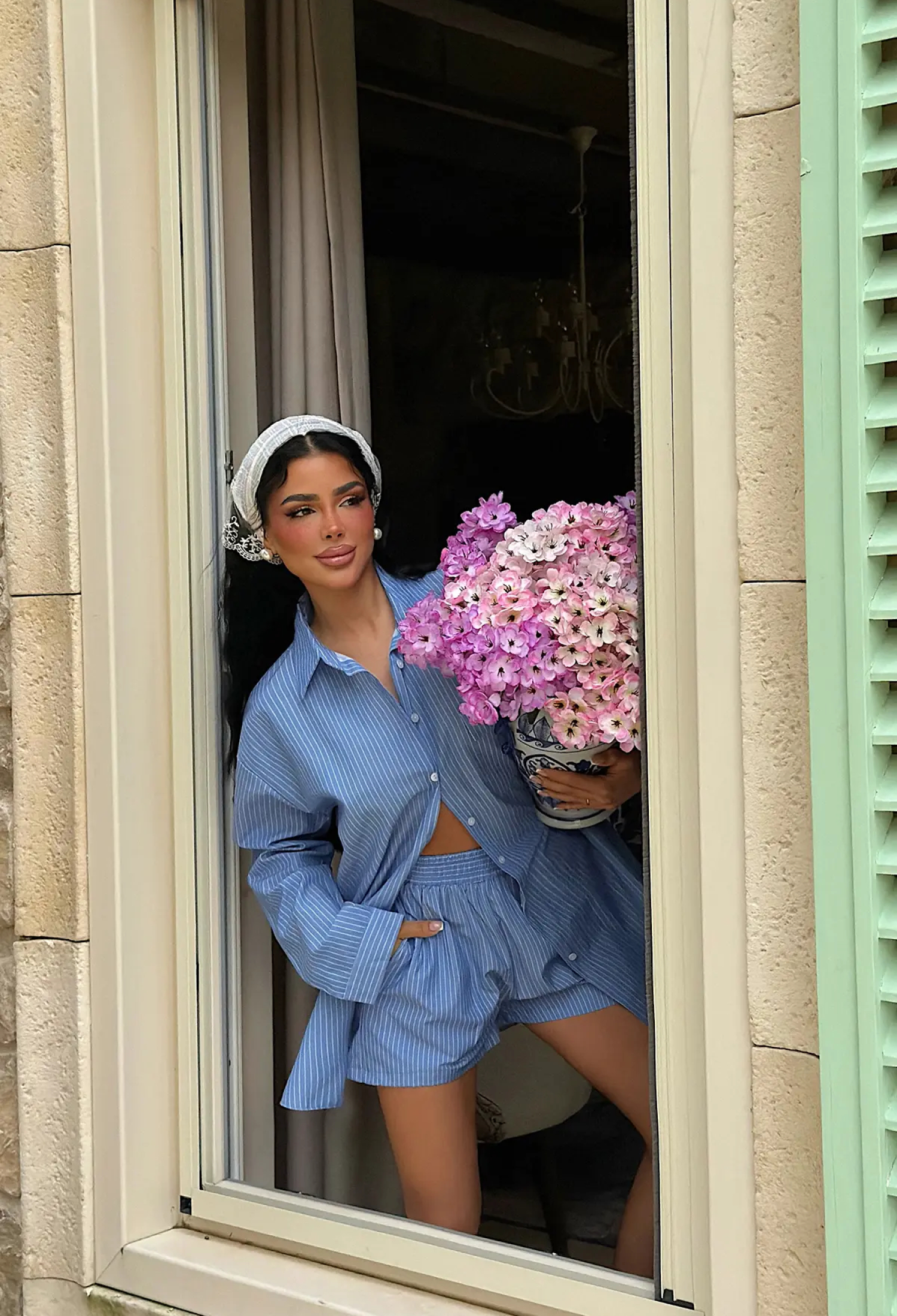 Blue Oversized Striped Streetwear Set - Brand: EYYO ATELIER - Women & Kids, Baby Clothes Wholesale - TheBS Women