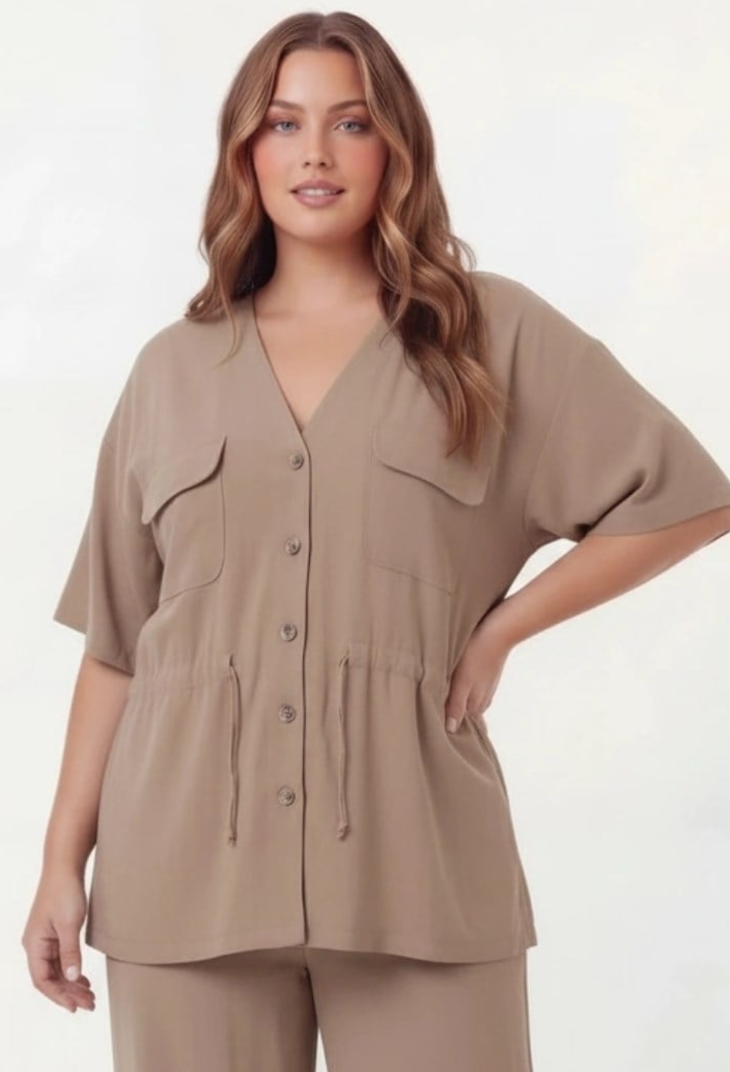Beige Elegant Plus Size Palazzo Set - Brand: RMG - Women & Kids, Baby Clothes Wholesale - TheBS Women