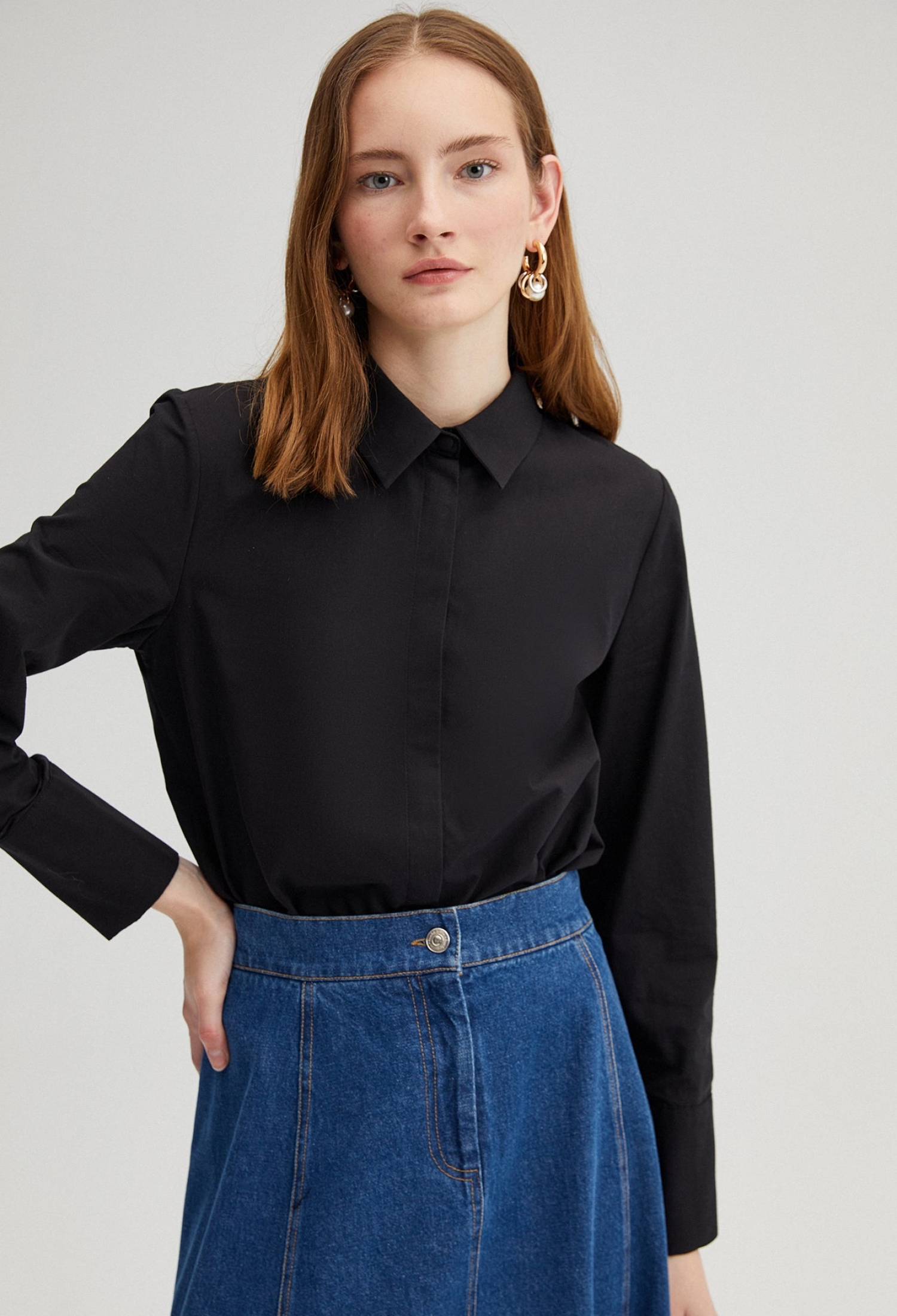 Blouse With Polo Neck And Long Straight Sleeves - Brand: Touche Prive - Women & Kids, Baby Clothes Wholesale - TheBS Women