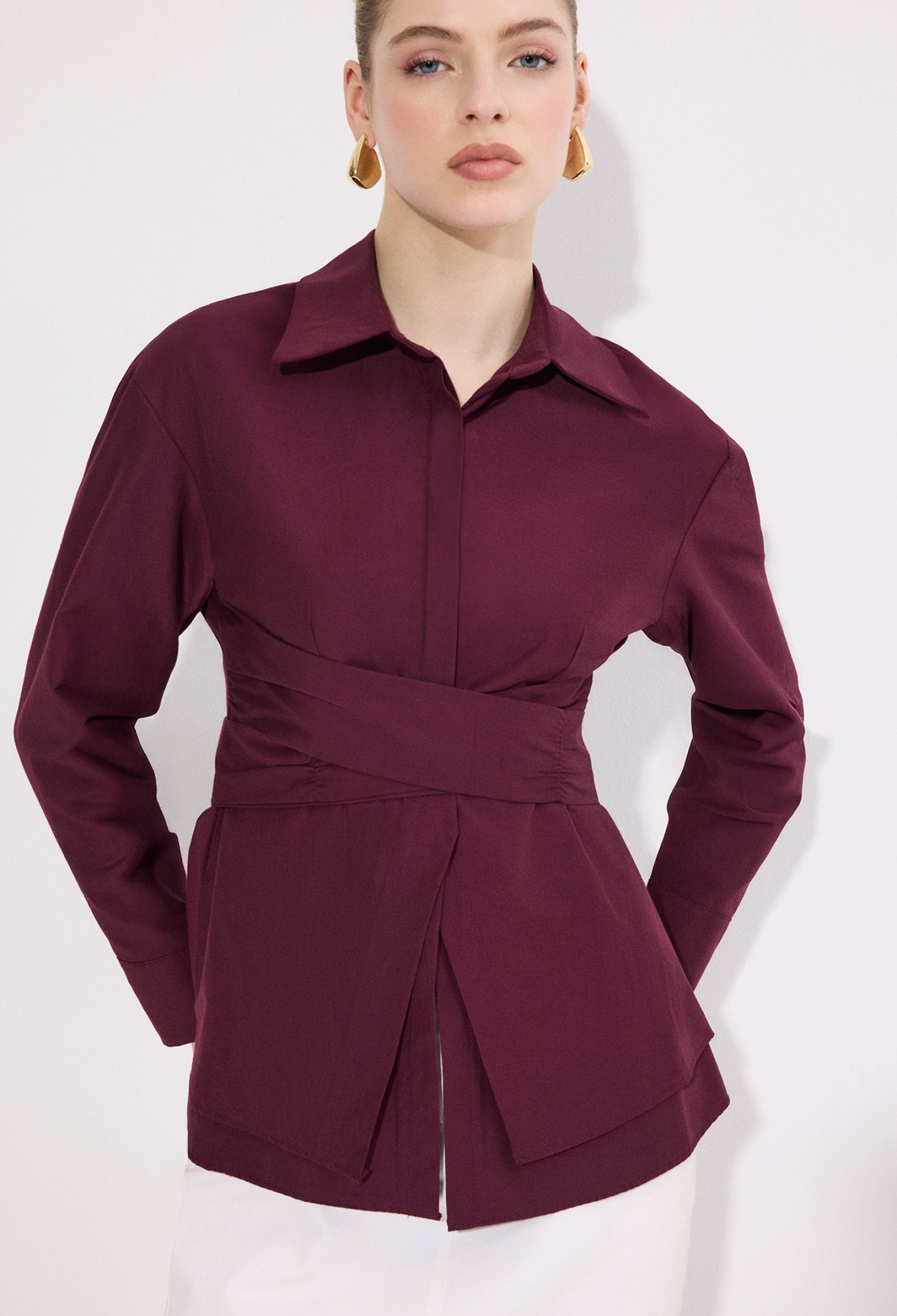 Claret Red Formal Slim Fit Shirt - Brand: Touche Prive - Women & Kids, Baby Clothes Wholesale - TheBS Women