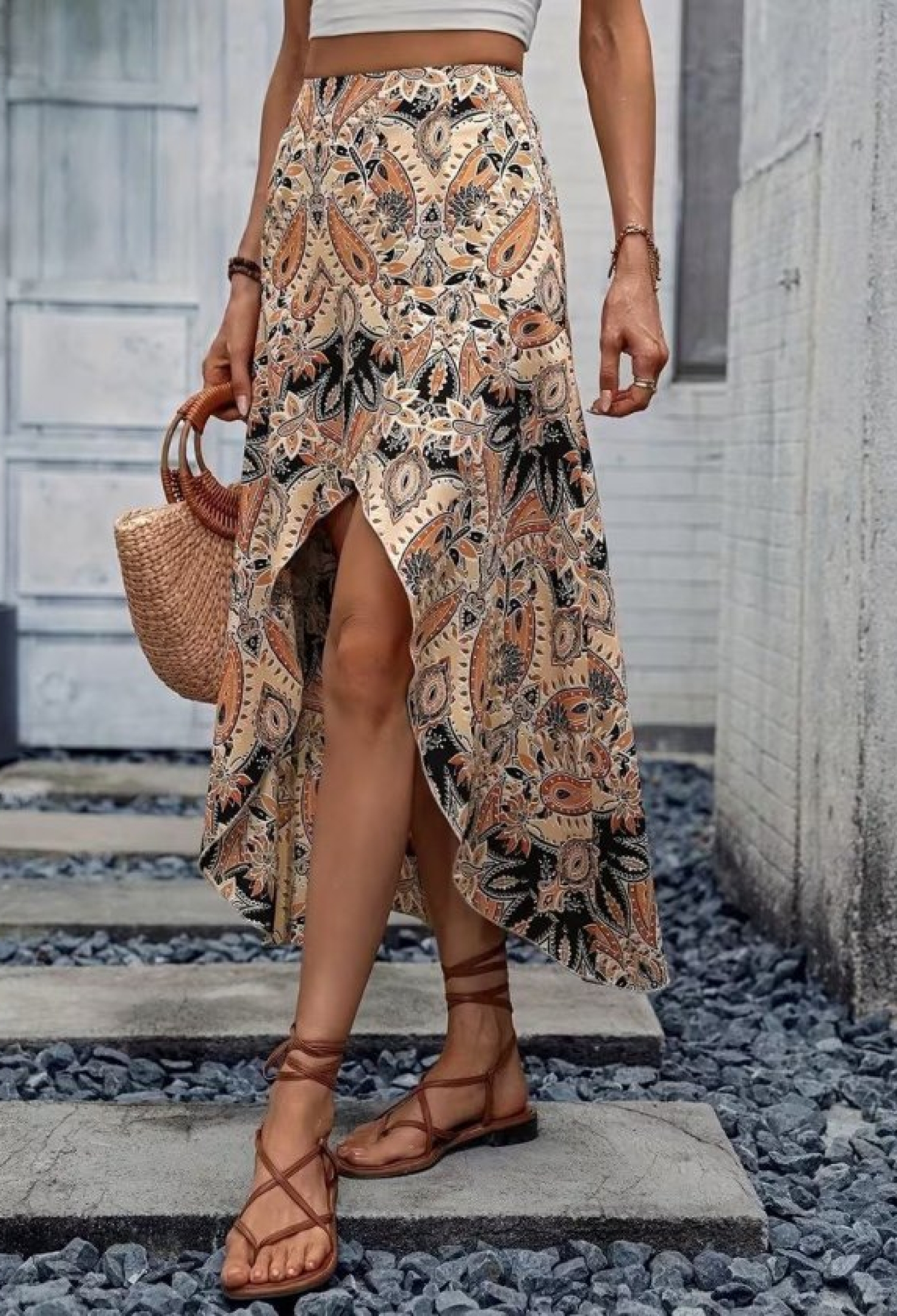 Beige Boho Asymmetrical Maxi Skirt - Brand: Janes - Women & Kids, Baby Clothes Wholesale - TheBS Women