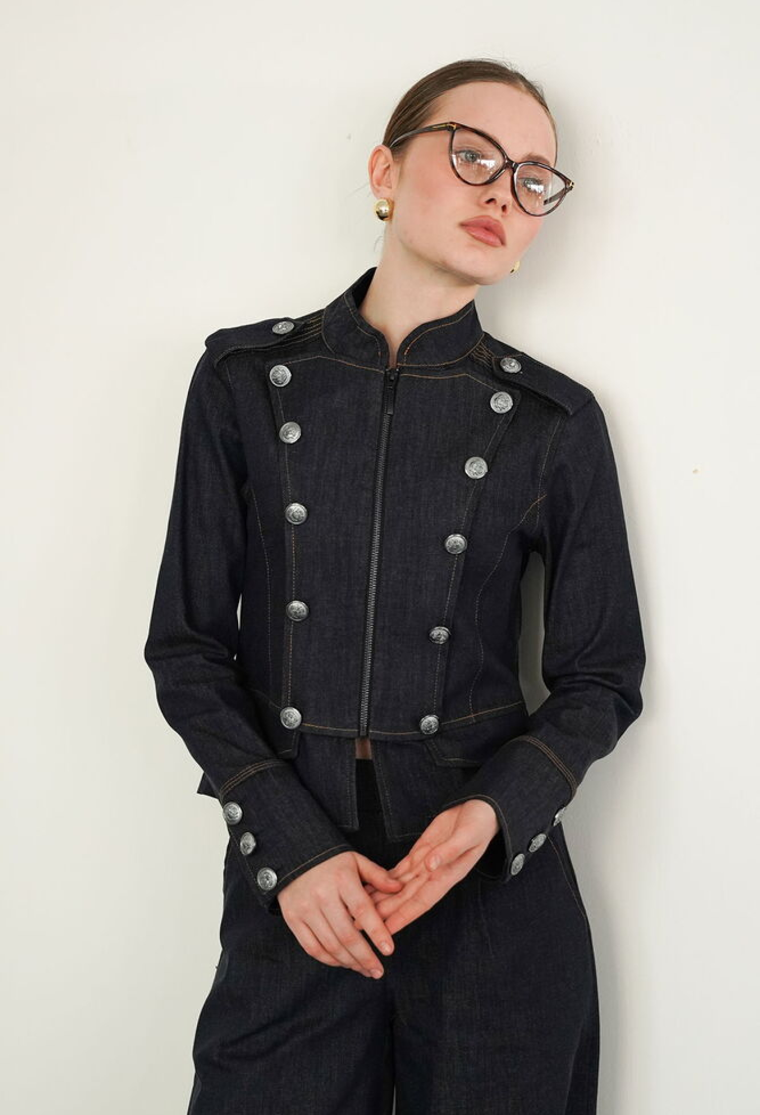 Black Single-Breasted Vintage Zip-Up Jacket - Brand: Topshow - Women & Kids, Baby Clothes Wholesale - TheBS Women