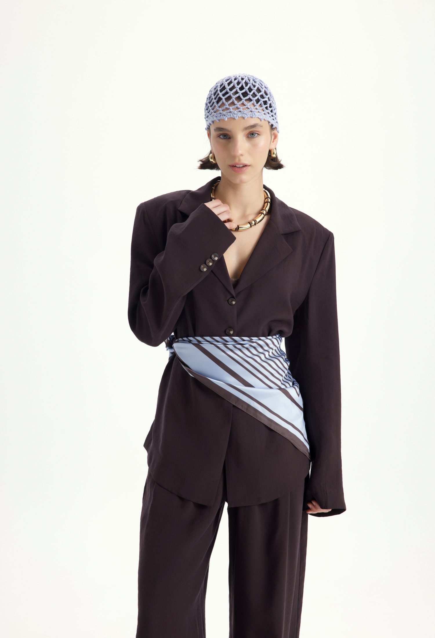 Formal Elegant Set With Striped And Plain Design - Brand: Mai Collection - Women & Kids, Baby Clothes Wholesale - TheBS Women