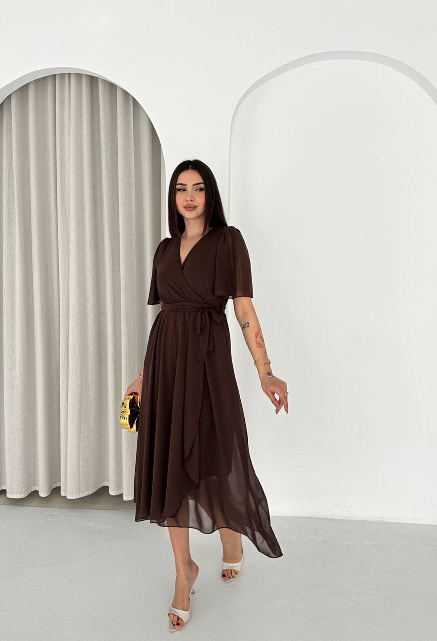 ElegantWrap Dress With V-Neck And Half Sleeves - Brand: Mode Roy - Women & Kids, Baby Clothes Wholesale - TheBS Women