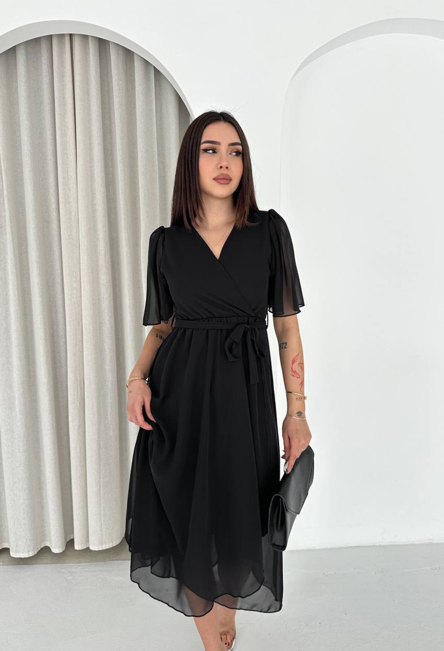 ElegantWrap Dress With V-Neck - Brand: Mode Roy - Women & Kids, Baby Clothes Wholesale - TheBS Women