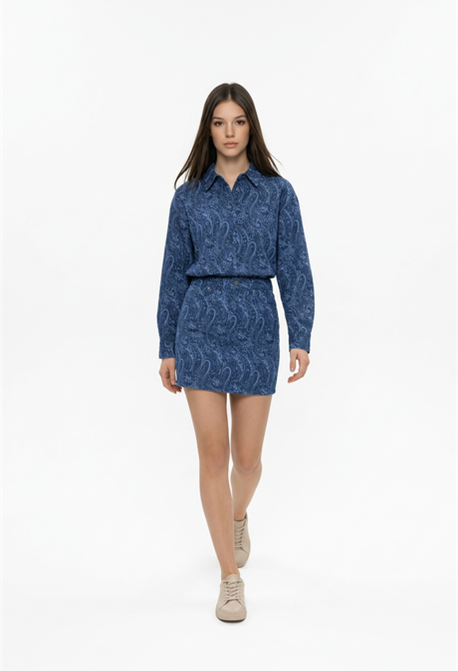 Shawl Patterned Oversize Shirt Brown - Brand: Levure - Women & Kids, Baby Clothes Wholesale - TheBS Women