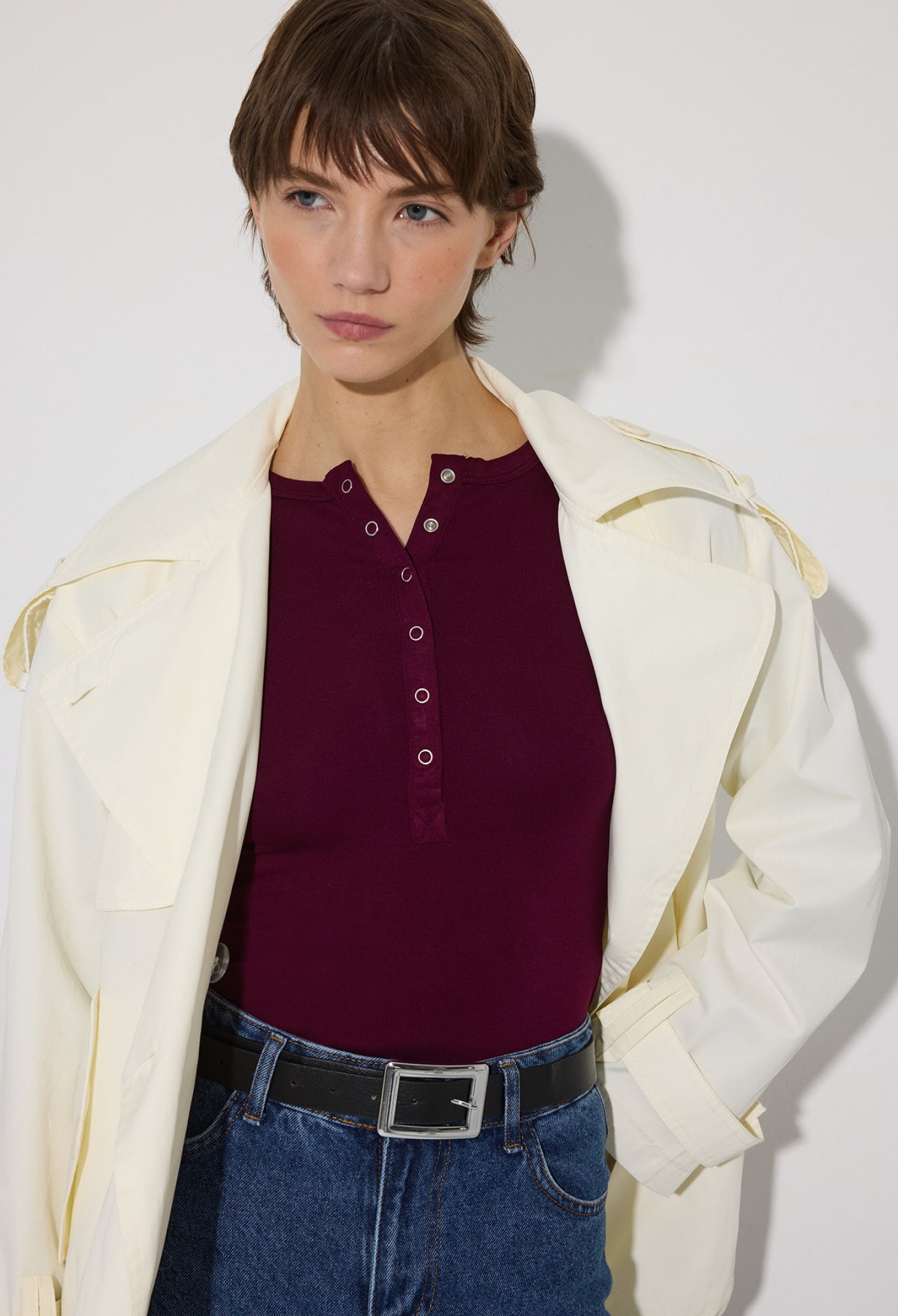 Claret Red Blouse Slim Fit Round Neck - Brand: Touche Prive - Women & Kids, Baby Clothes Wholesale - TheBS Women