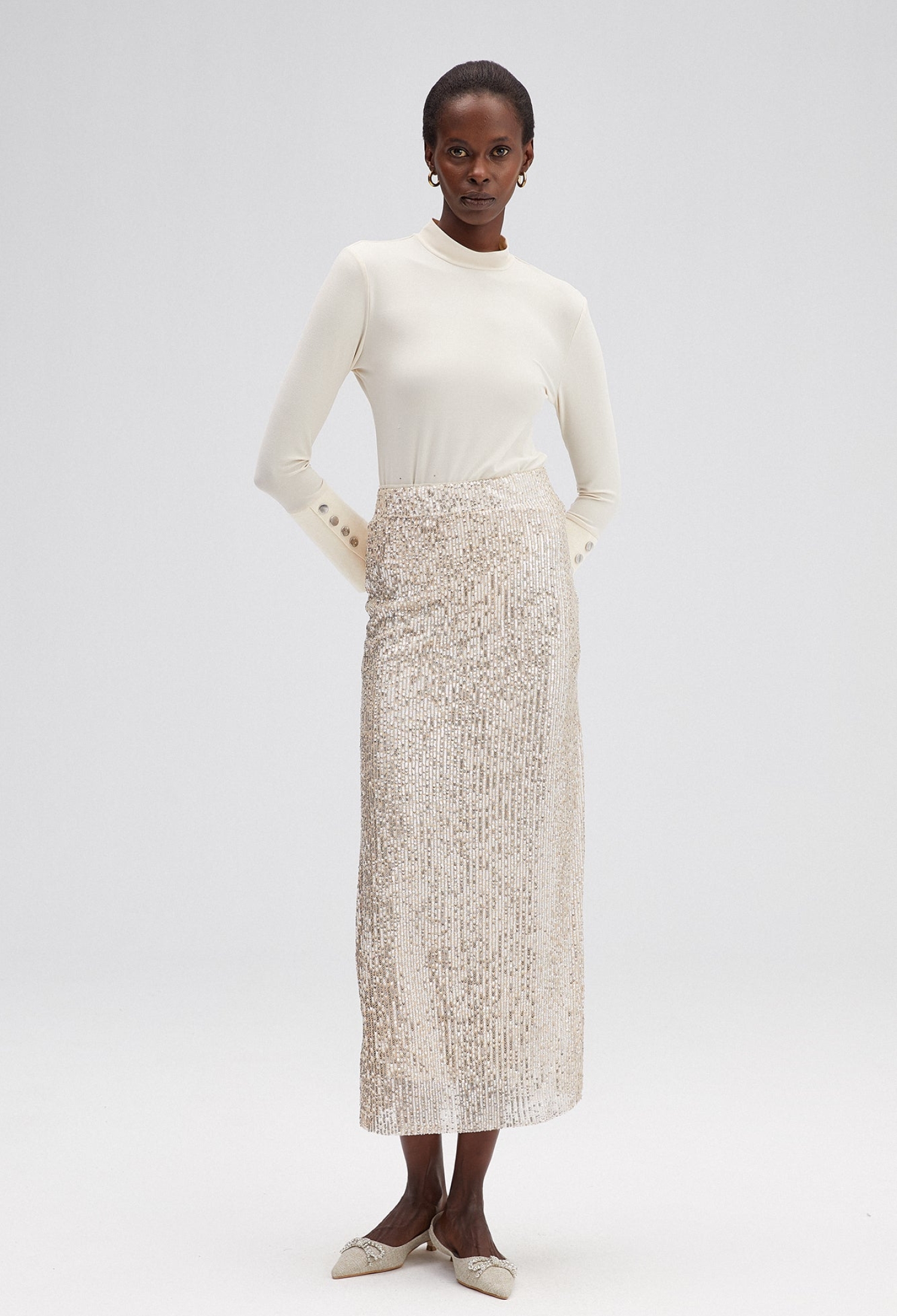 Silver Elegant Glam Formal Maxi Pencil Skirt - Brand: Touche Prive - Women & Kids, Baby Clothes Wholesale - TheBS Women