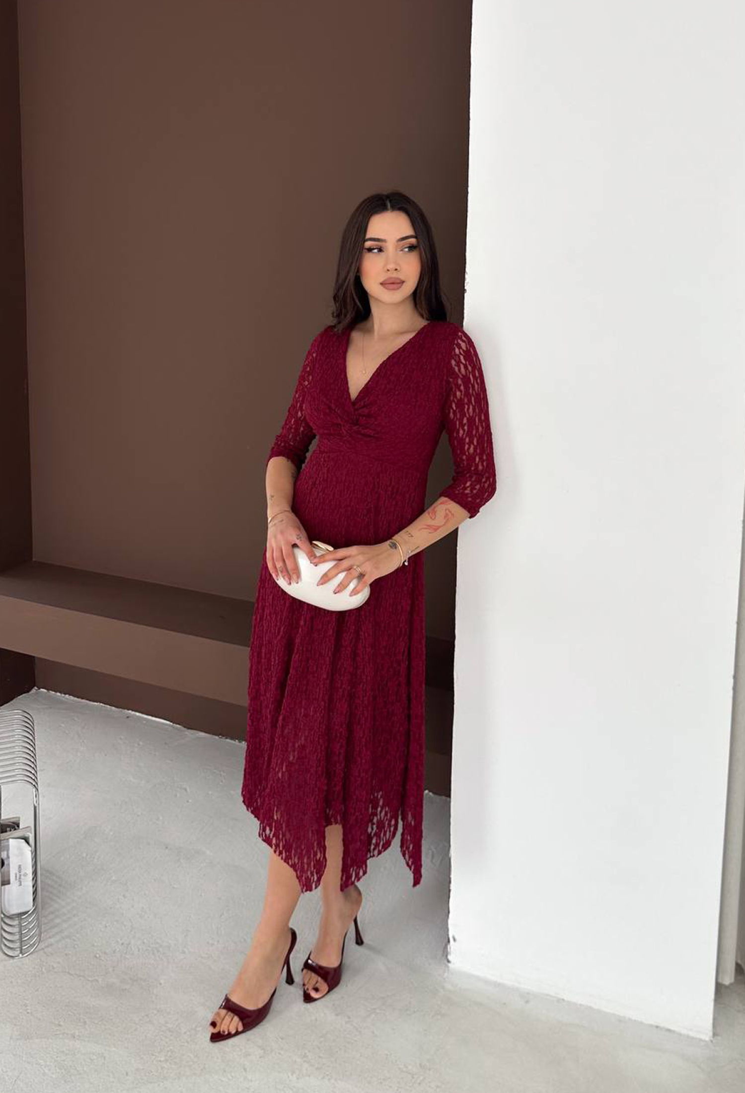 Claret Red Elegant Fit And Flare Dress - Brand: Mode Roy - Women & Kids, Baby Clothes Wholesale - TheBS Women