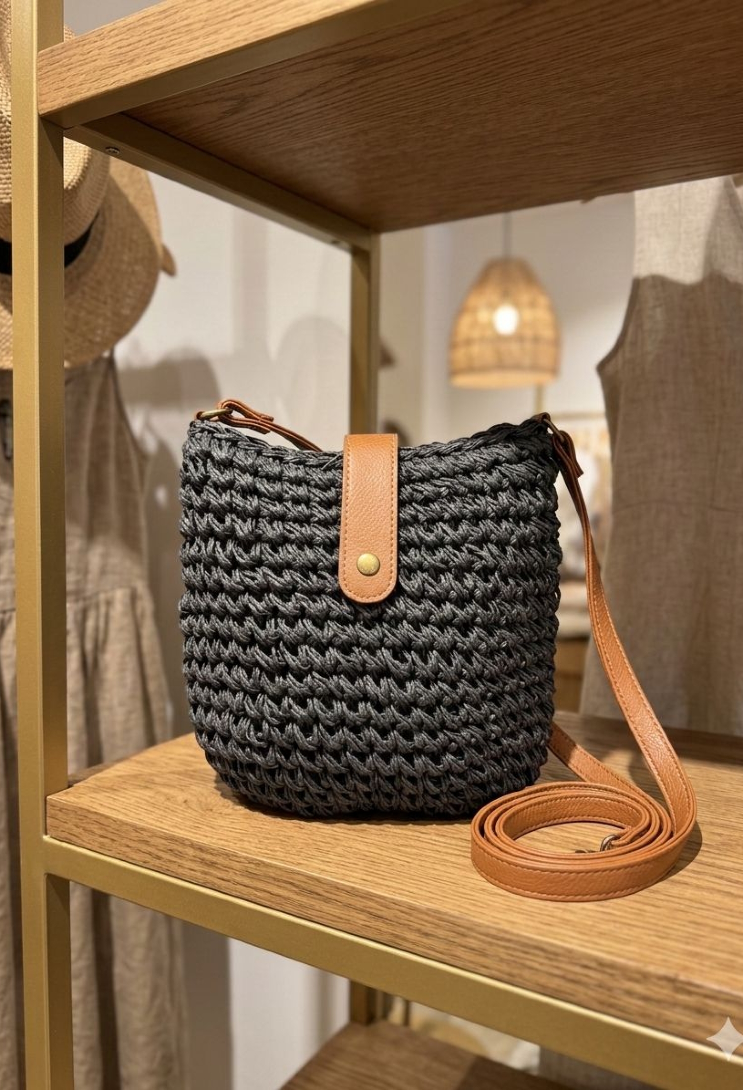 Hand Knitted Straw Bag 24x23 Cm - Brand: Axesoire - Women & Kids, Baby Clothes Wholesale - TheBS Women