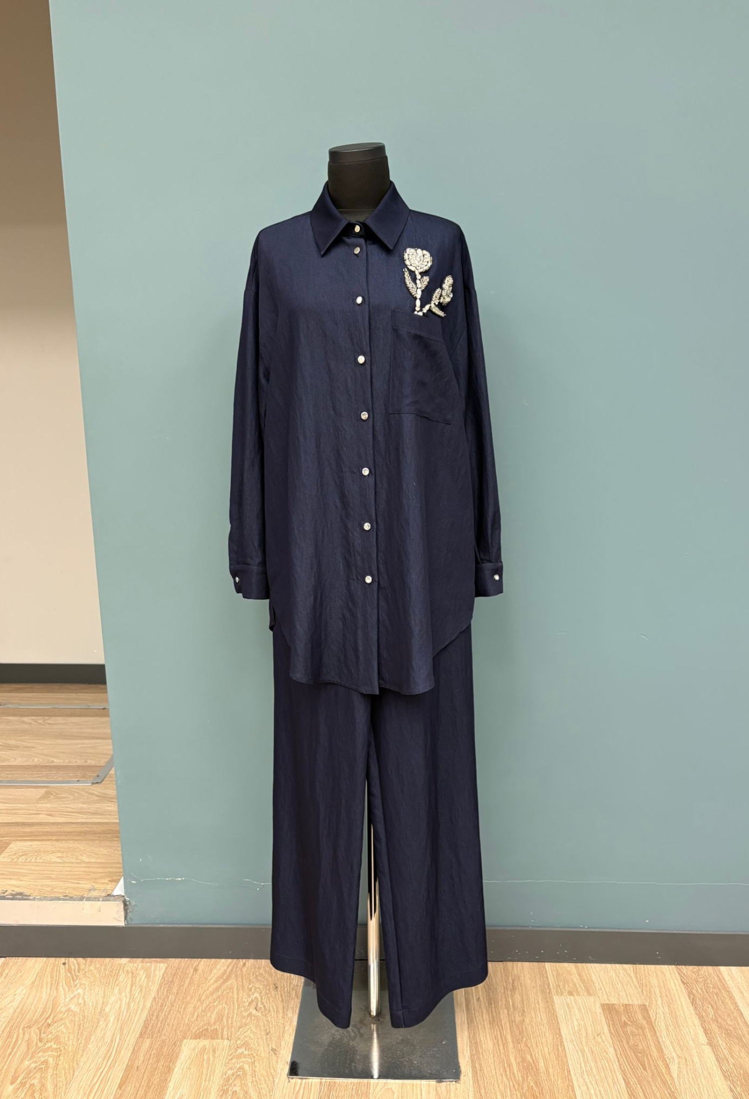 Navy Blue Set - Elegant Modest Palazzo Suit - Brand: Puane - Women & Kids, Baby Clothes Wholesale - TheBS Women