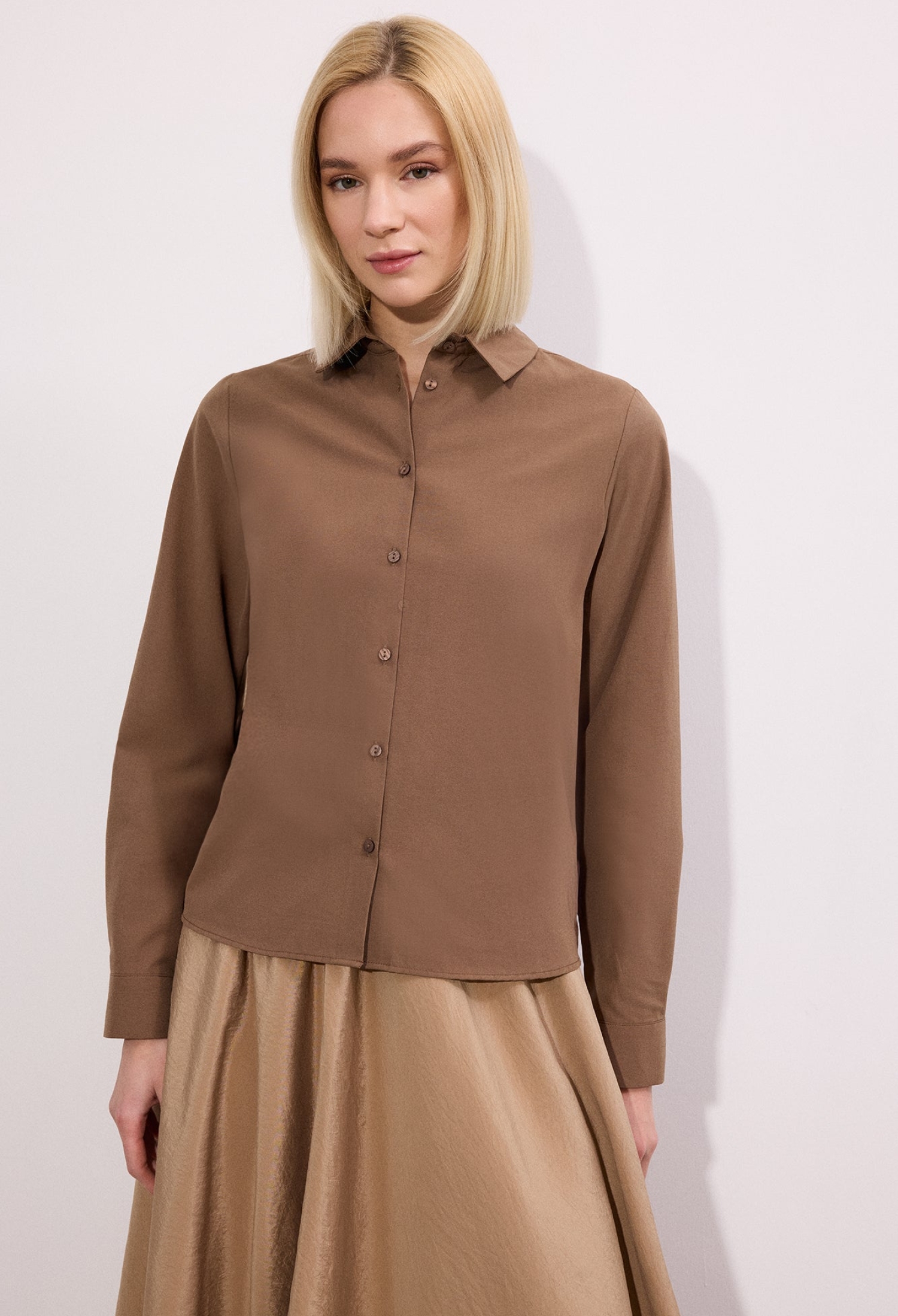 Brown Casual Elegant Formal Preppy Shirt - Brand: Touche Prive - Women & Kids, Baby Clothes Wholesale - TheBS Women