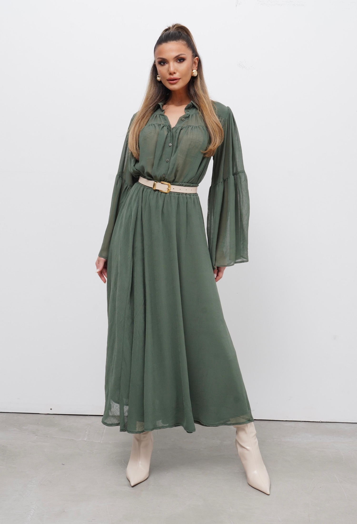 Elegant Green Blouse With Bell Sleeves - Brand: Cream Rouge - Women & Kids, Baby Clothes Wholesale - TheBS Women