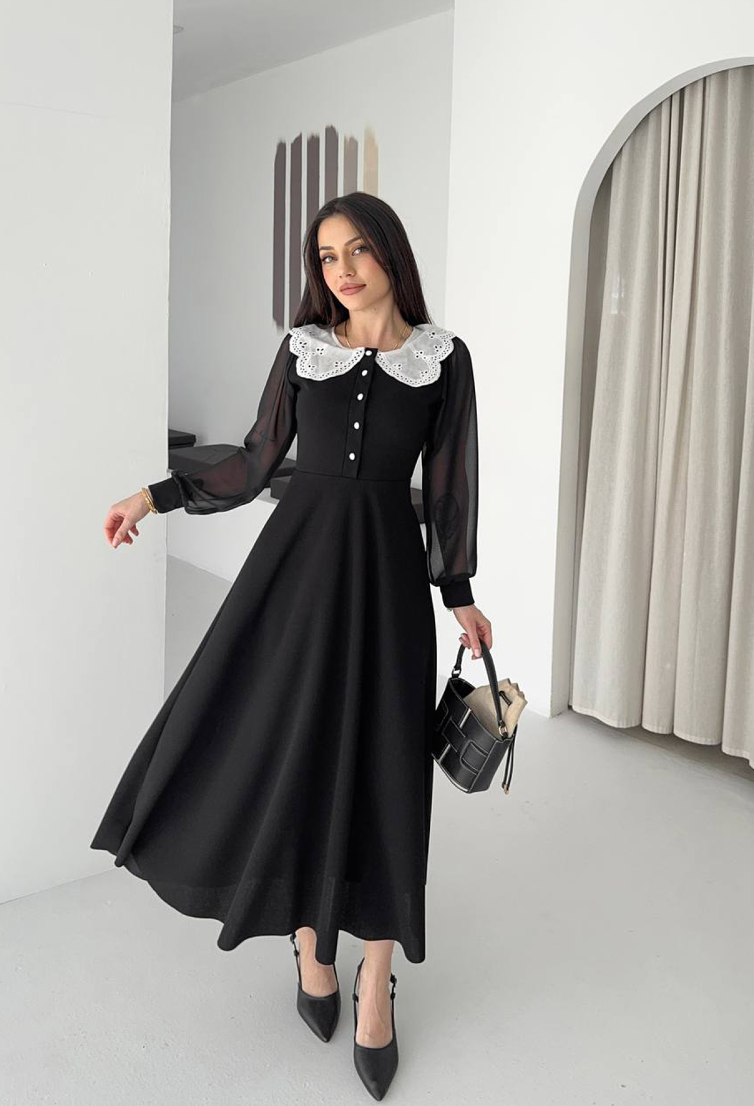 ElegantA-Line Dress With Long Sleeves - Brand: Mode Roy - Women & Kids, Baby Clothes Wholesale - TheBS Women