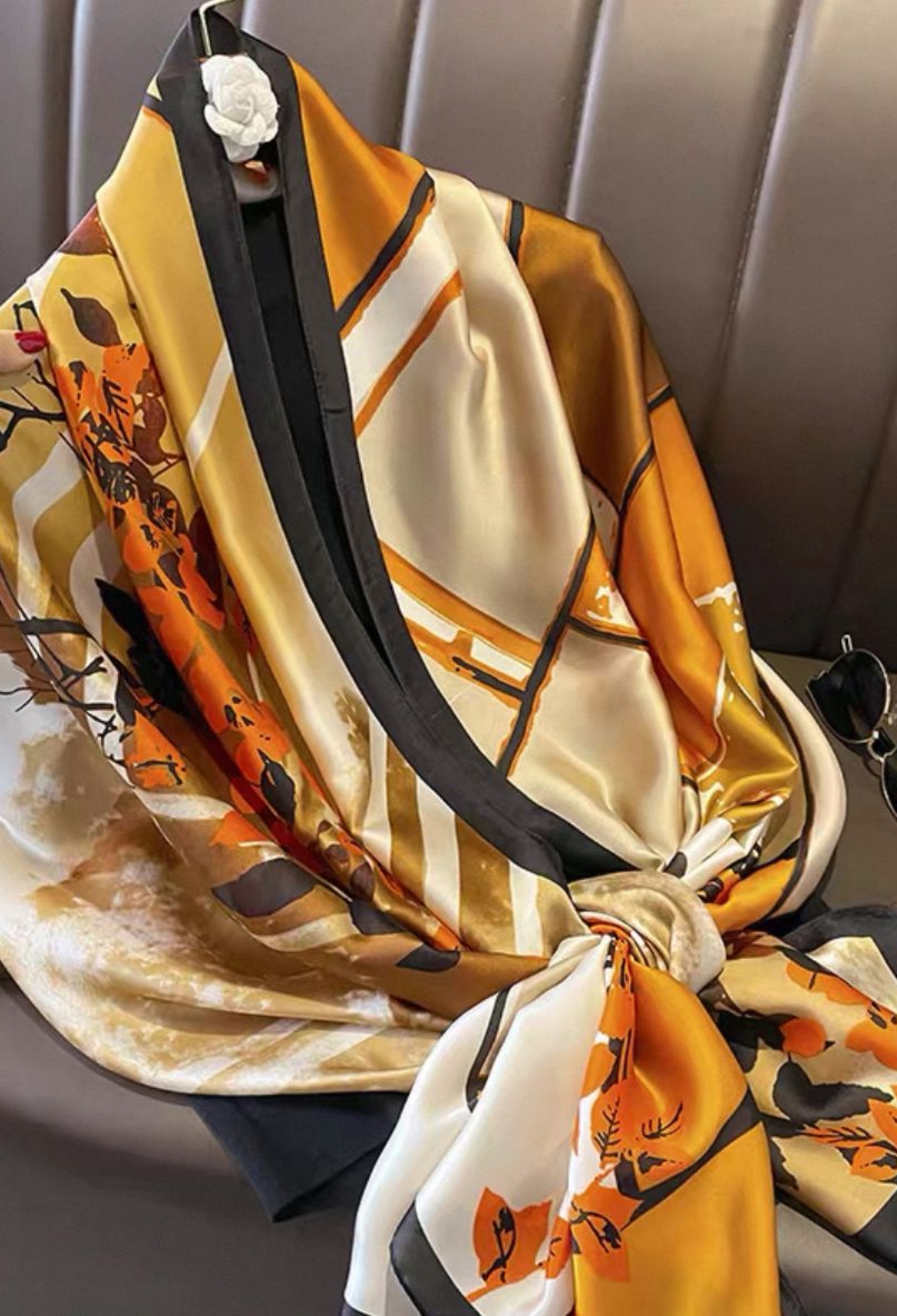 Elegant Orange Shawl With Floral Pattern - Brand: Axesoire - Women & Kids, Baby Clothes Wholesale - TheBS Women