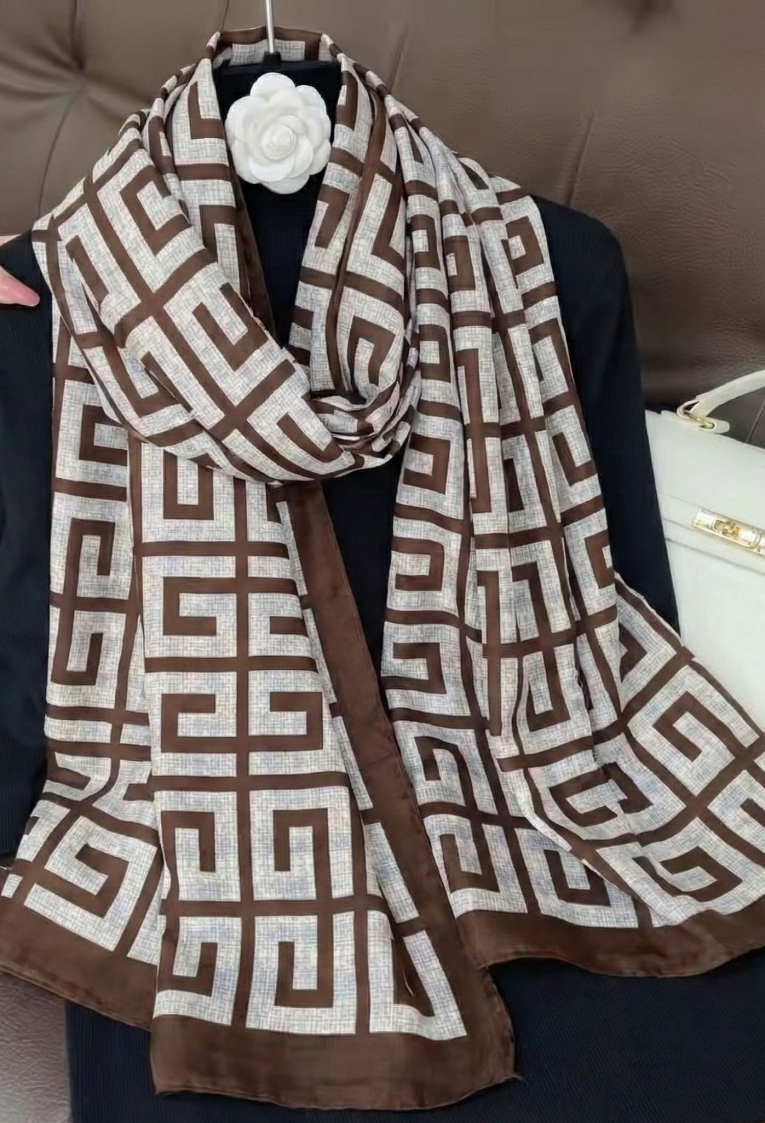 Elegant Brown Geometric Shawl For All Seasons - Brand: Axesoire - Women & Kids, Baby Clothes Wholesale - TheBS Women