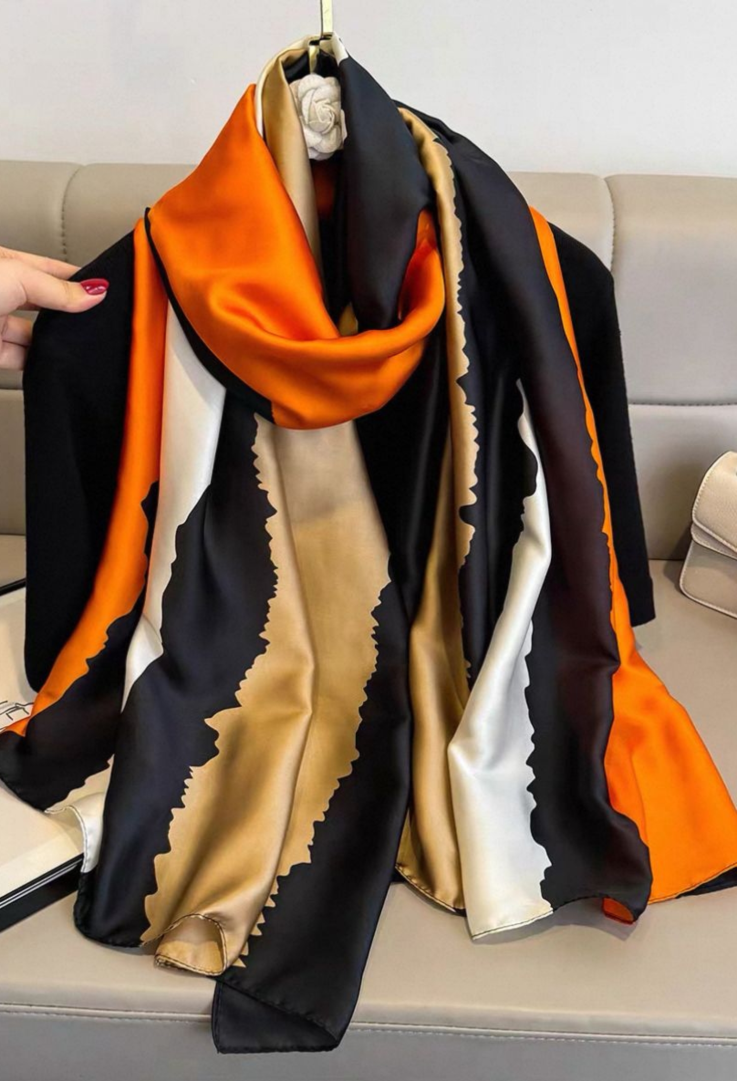 Black Elegant Shawl With Color Block Design - Brand: Axesoire - Women & Kids, Baby Clothes Wholesale - TheBS Women
