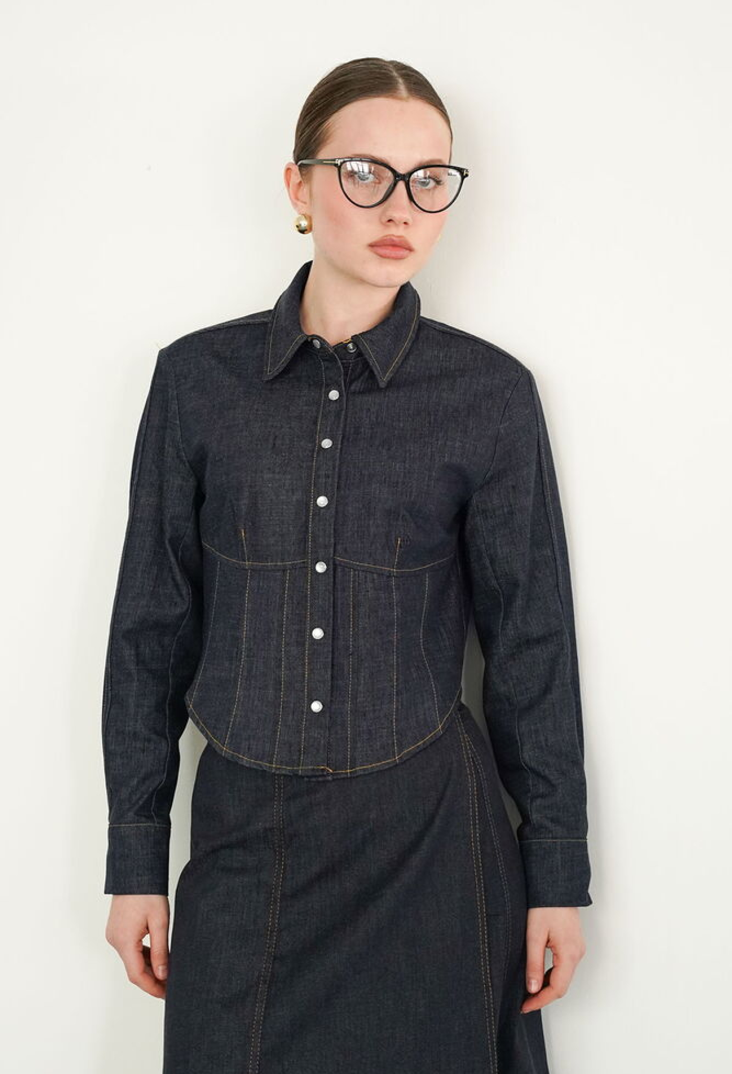 Navy Blue Fitted Polo Neck Shirt - Brand: Topshow - Women & Kids, Baby Clothes Wholesale - TheBS Women