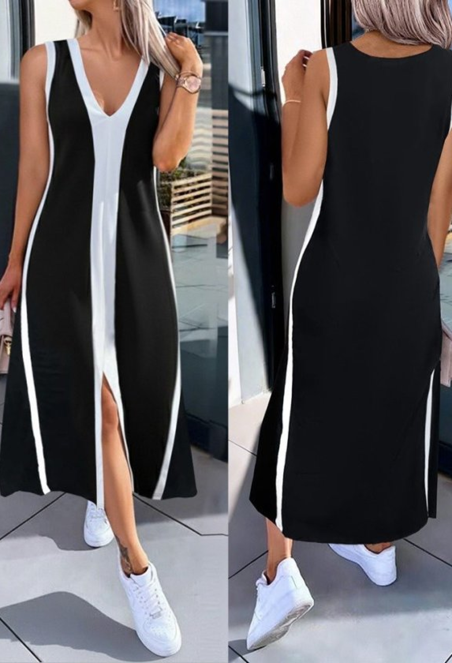 Black Slip Midi Dress With V-Neck And Cap Sleeves - Brand: Janes - Women & Kids, Baby Clothes Wholesale - TheBS Women