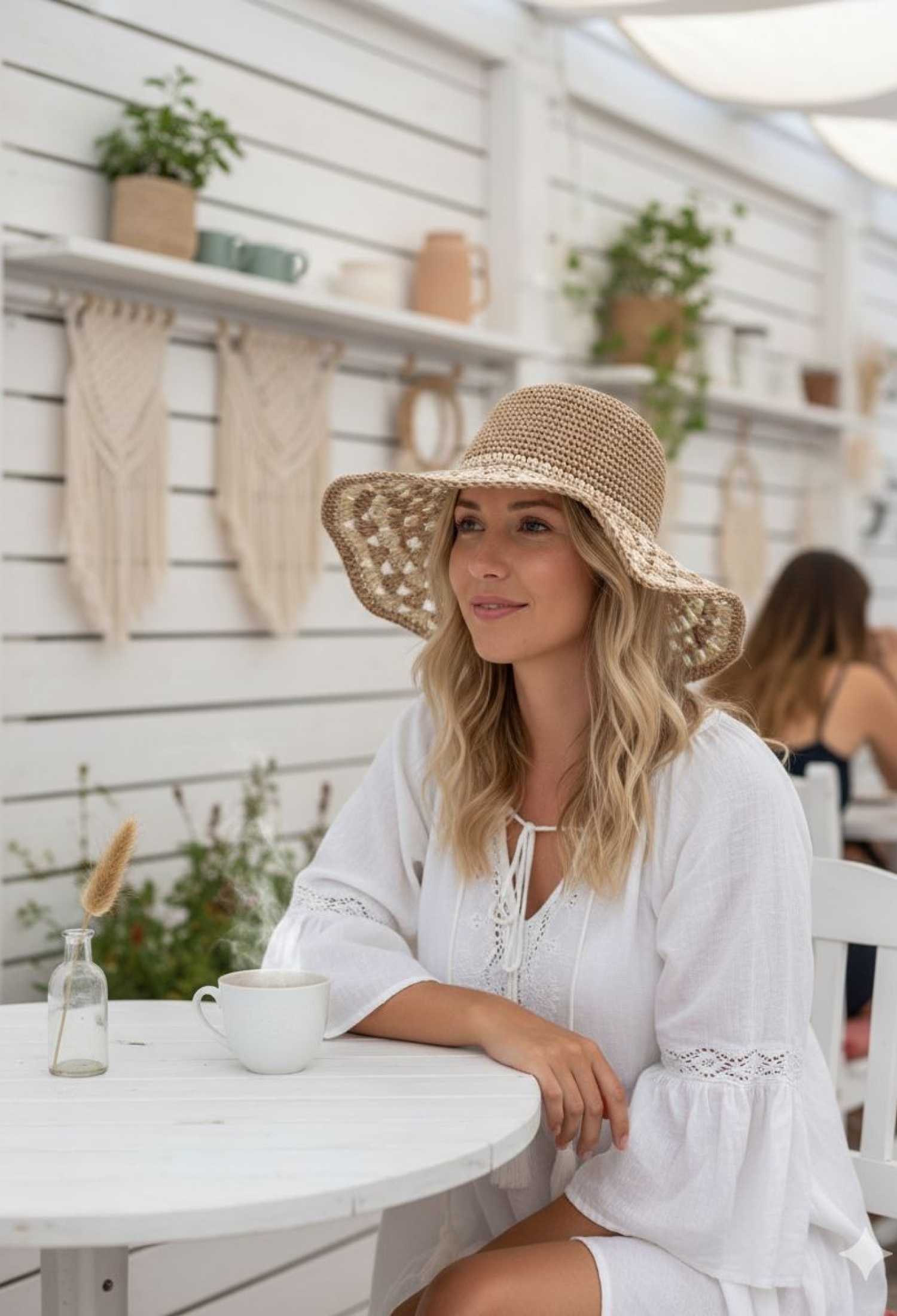 Beige Boho Patchwork Hat For Beach & Summer Parties - Brand: Axesoire - Women & Kids, Baby Clothes Wholesale - TheBS Women