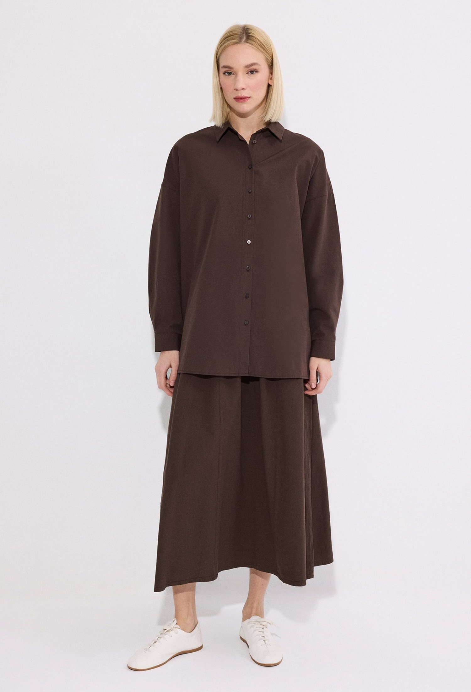 Brown Oversized Polo Neck Shirt - Brand: Touche Prive - Women & Kids, Baby Clothes Wholesale - TheBS Women