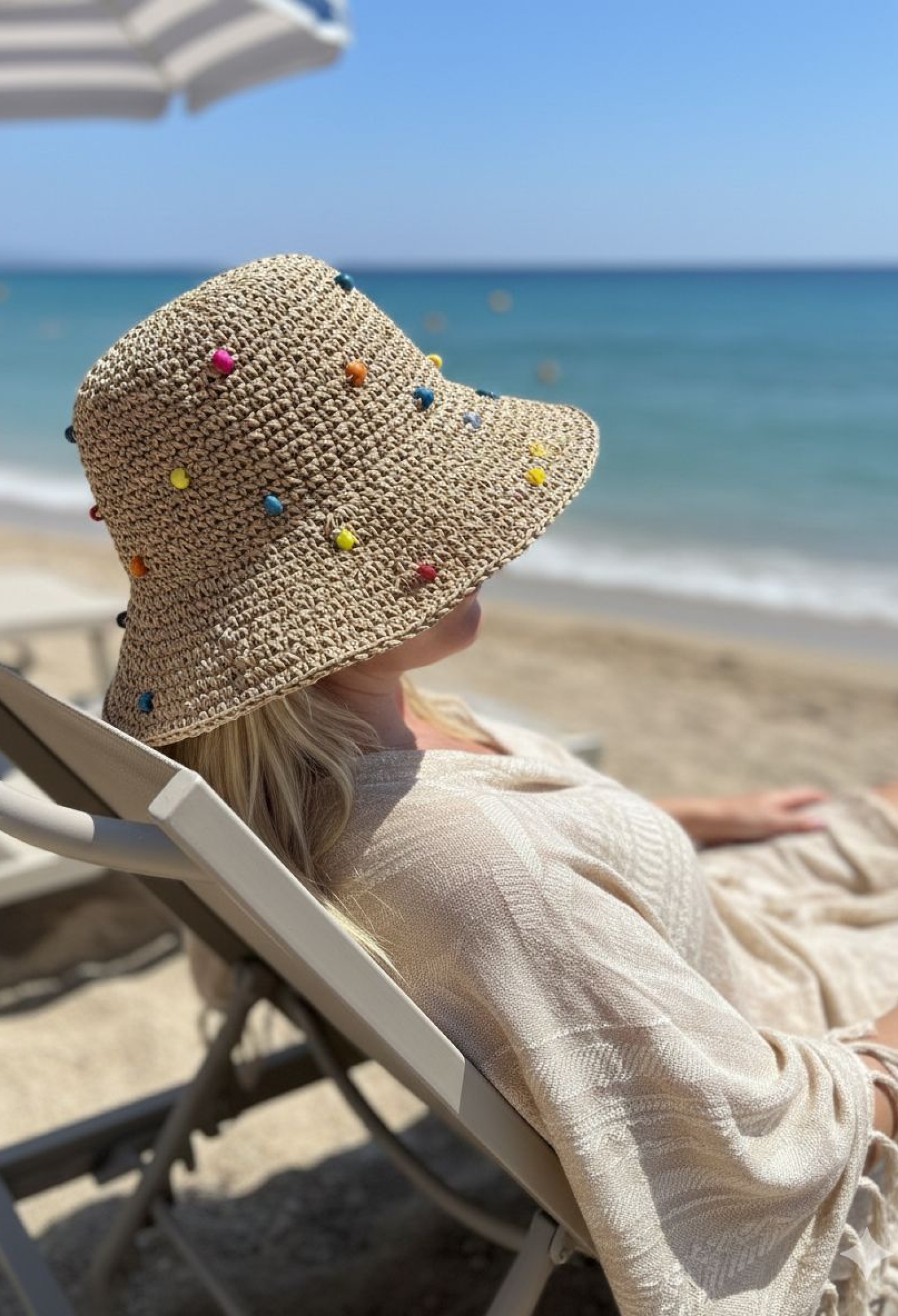 Beige Casual Hat For Beach & Lounge - Brand: Axesoire - Women & Kids, Baby Clothes Wholesale - TheBS Women