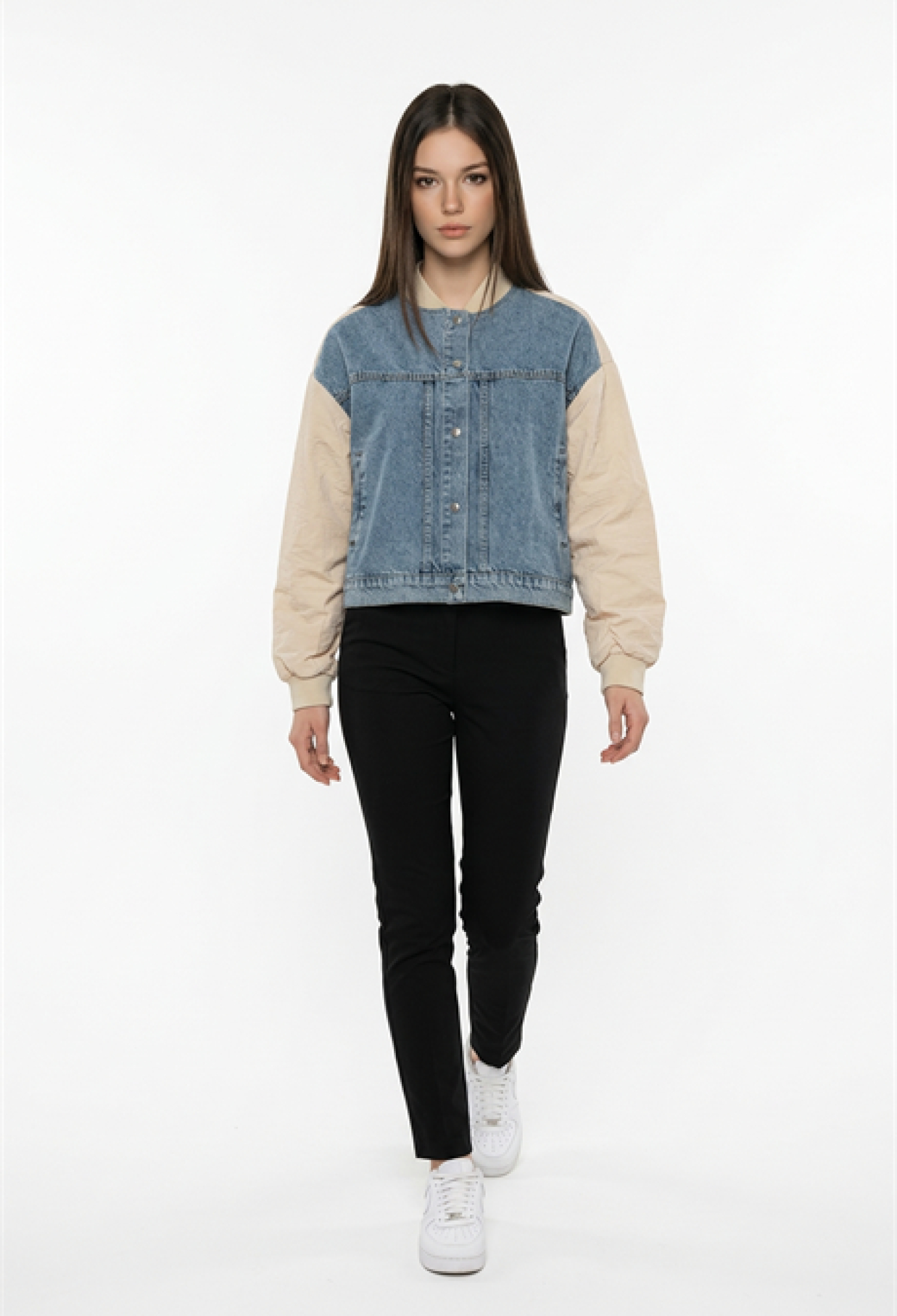 Ribbed Detailed Garnished Denim Jacket Snow Wash - Brand: Levure - Women & Kids, Baby Clothes Wholesale - TheBS Women