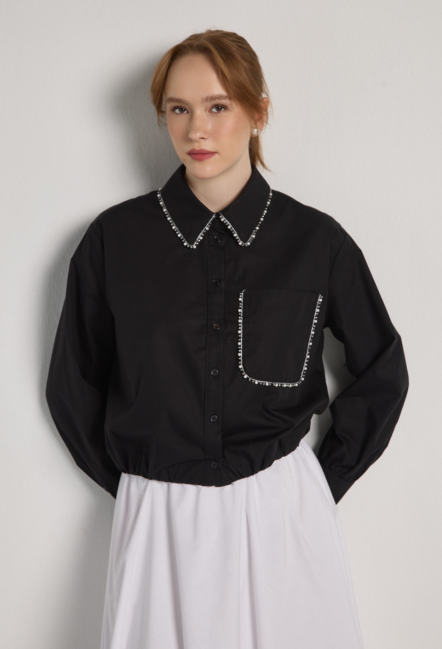Black Polo Neck Buttoned Shirt - Brand: First Angels - Women & Kids, Baby Clothes Wholesale - TheBS Women