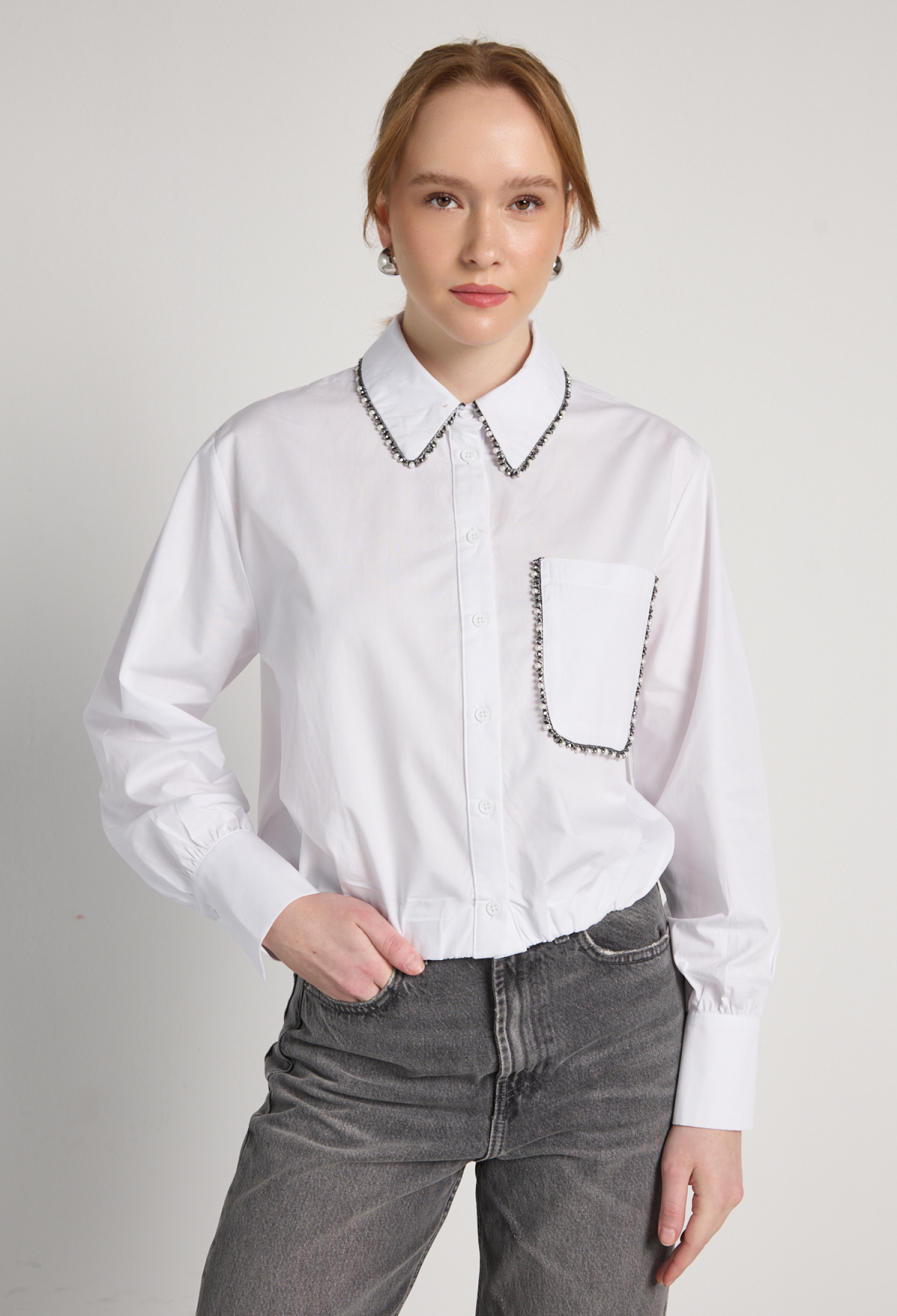 White Shirt With Notched Neck And Buttoned Closure - Brand: First Angels - Women & Kids, Baby Clothes Wholesale - TheBS Women