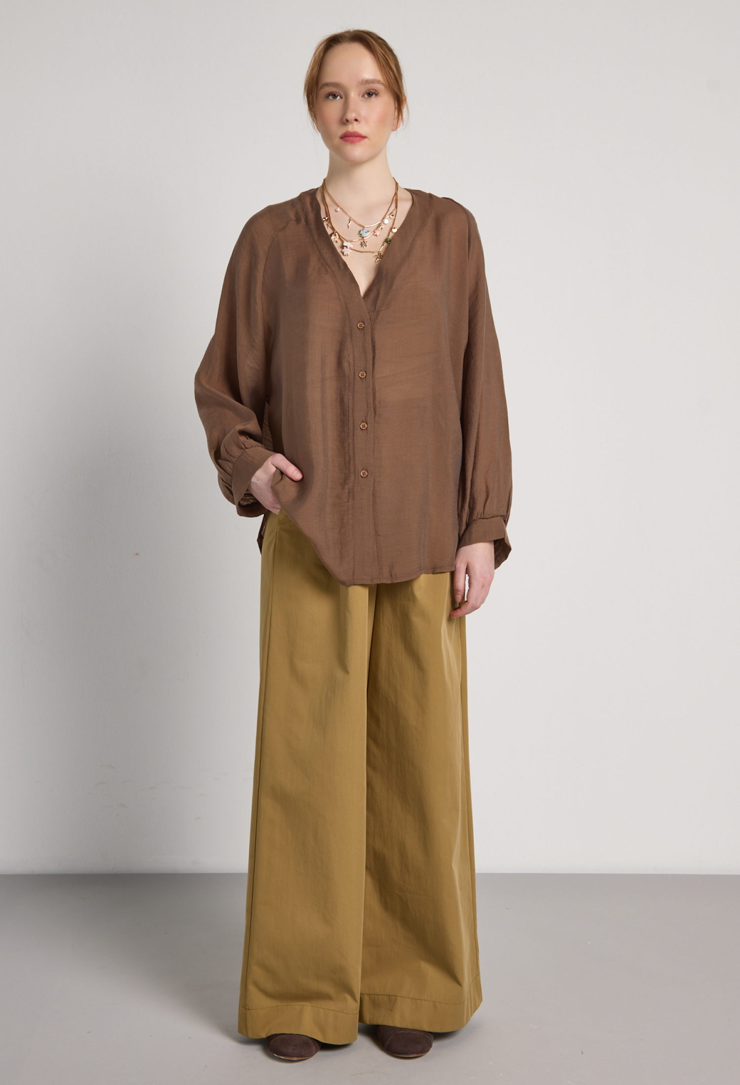 Brown Casual Elegant Shirt - Brand: First Angels - Women & Kids, Baby Clothes Wholesale - TheBS Women