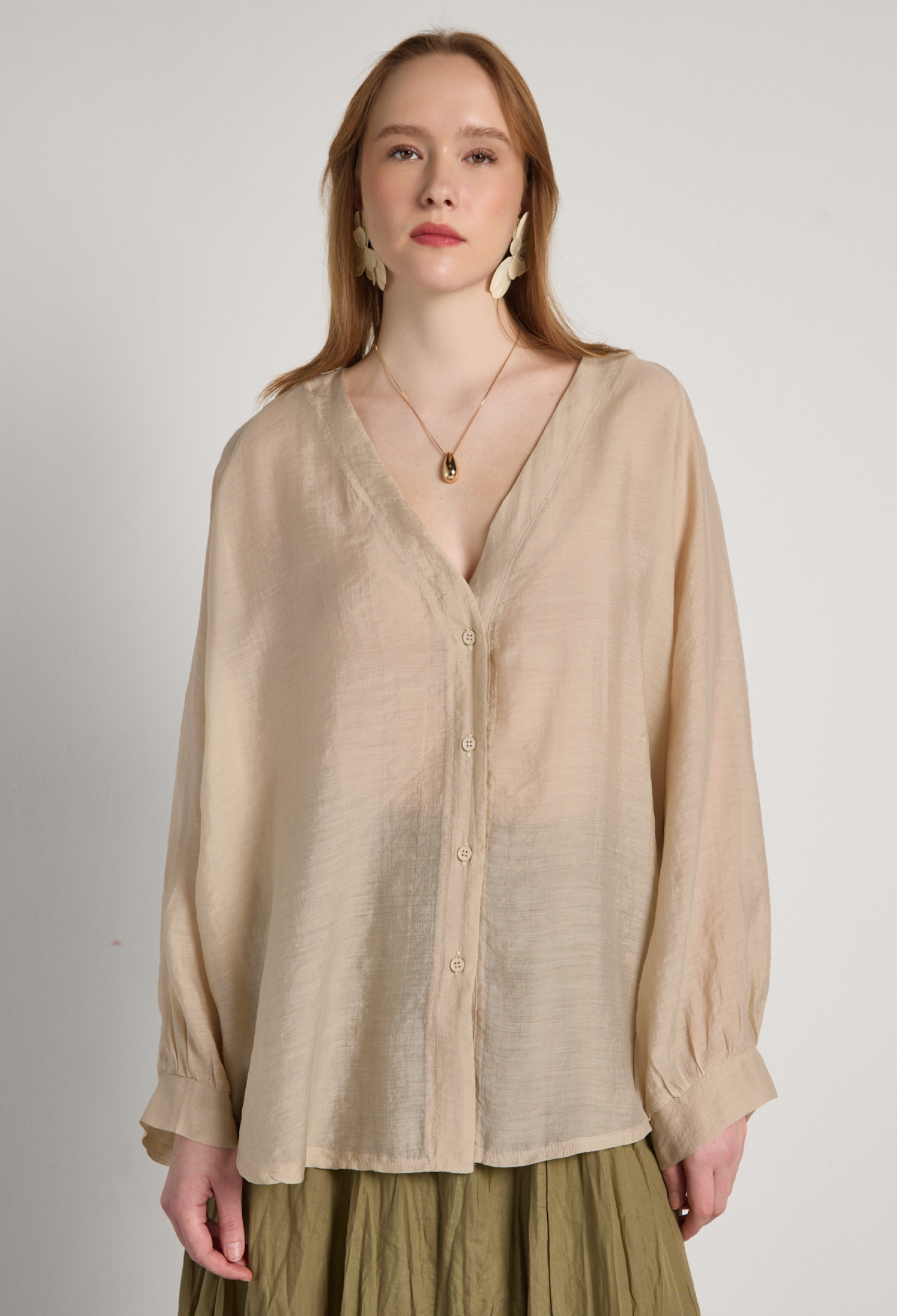 Beige Casual Elegant Modest Shirt - Brand: First Angels - Women & Kids, Baby Clothes Wholesale - TheBS Women
