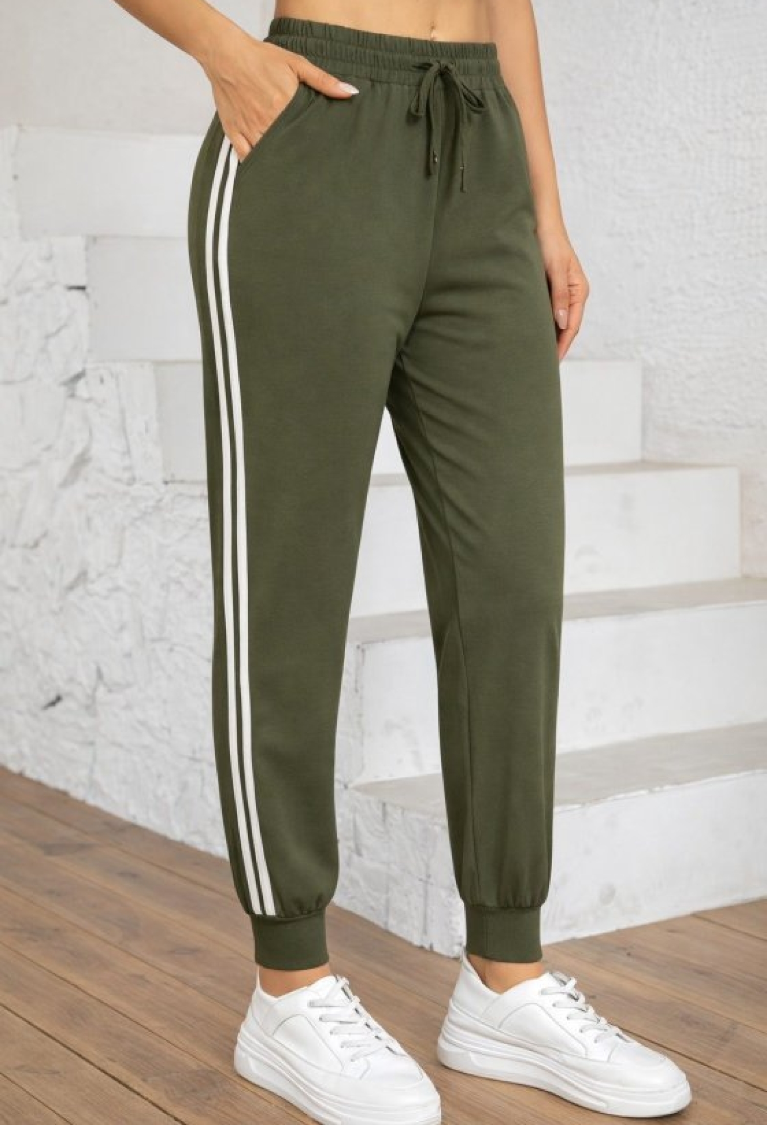 Green Jogger Pants With Drawstring And Striped Design - Brand: Janes - Women & Kids, Baby Clothes Wholesale - TheBS Women