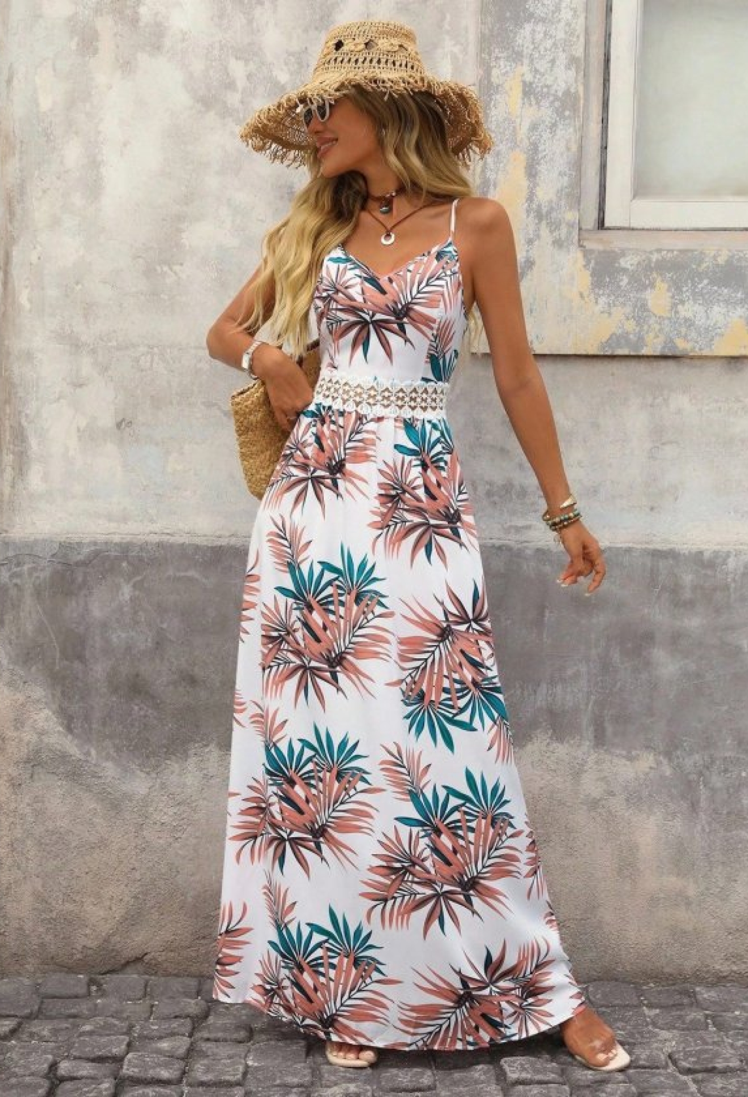 White Tropical Sleeveless Slip Maxi Dress - Brand: Janes - Women & Kids, Baby Clothes Wholesale - TheBS Women