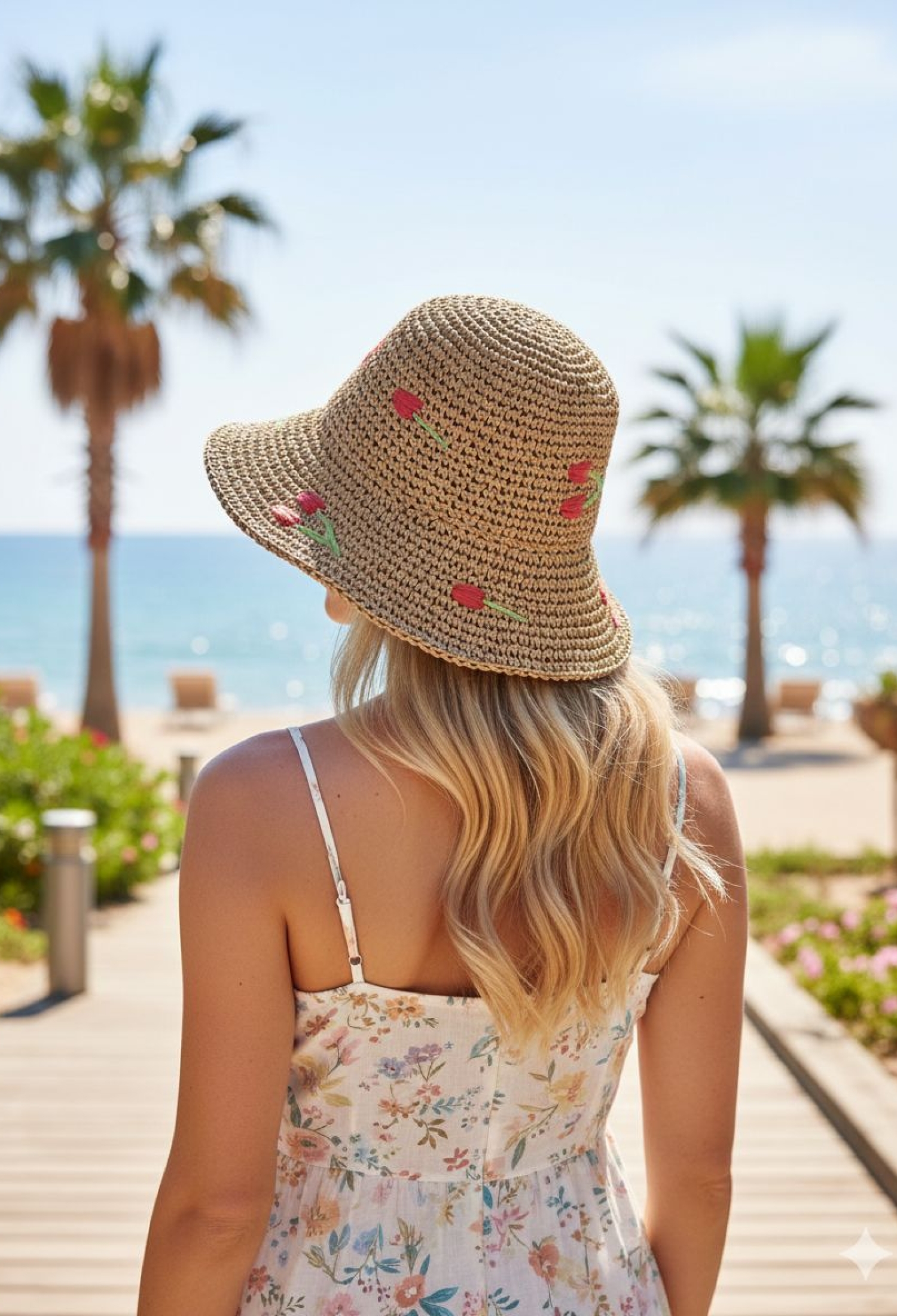 Beige Boho Floral Hat - Brand: Axesoire - Women & Kids, Baby Clothes Wholesale - TheBS Women